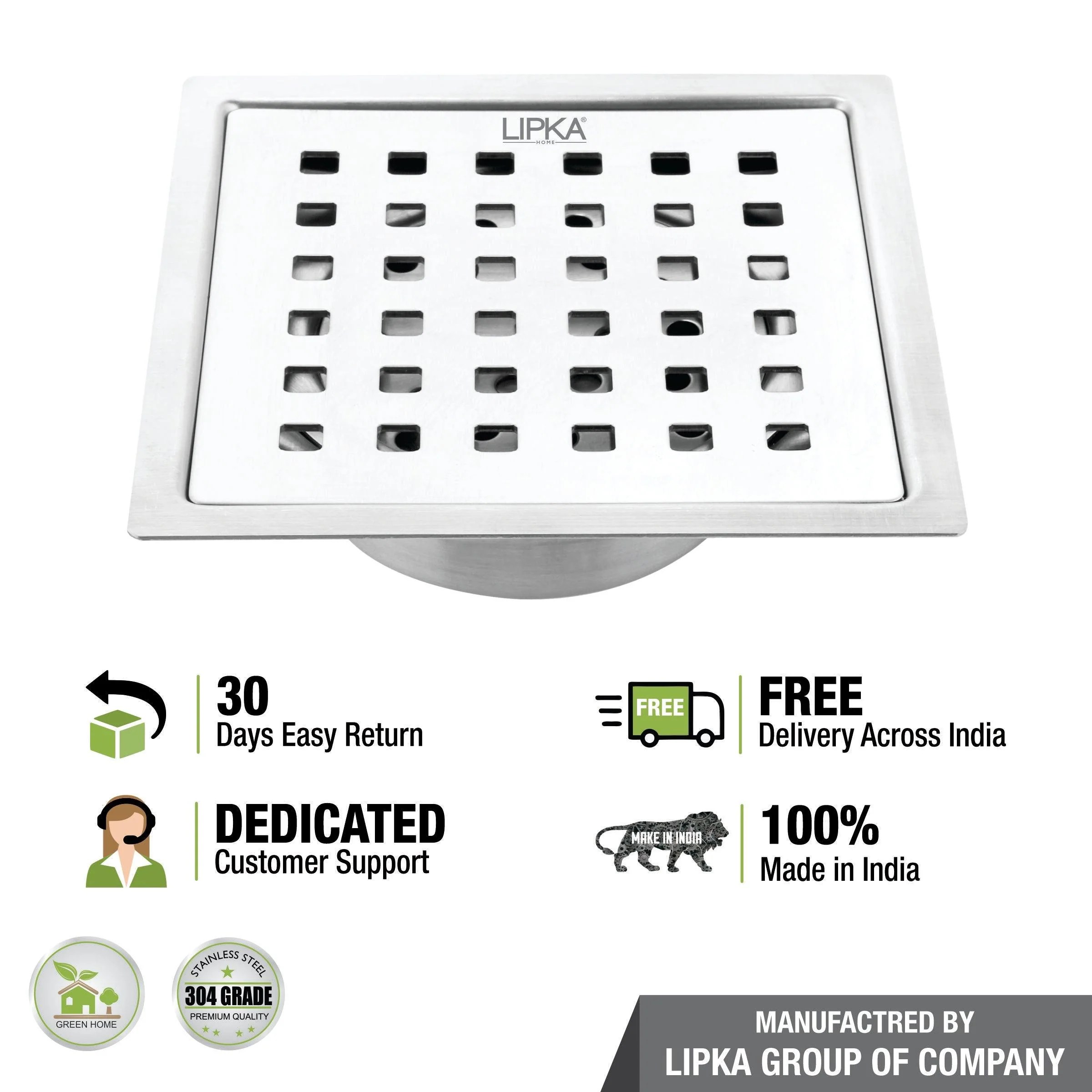 Red Exclusive Square Flat Cut Floor Drain (6 x 6 Inches) with Cockroach Trap - LIPKA - Image 5