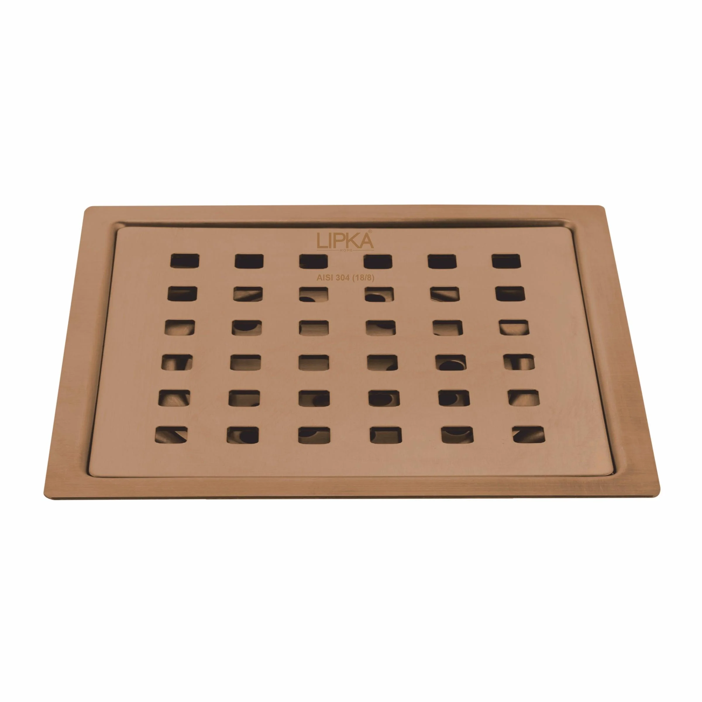 Red Exclusive Square Flat Cut Floor Drain in Antique Copper PVD Coating (5 x 5 Inches) - LIPKA