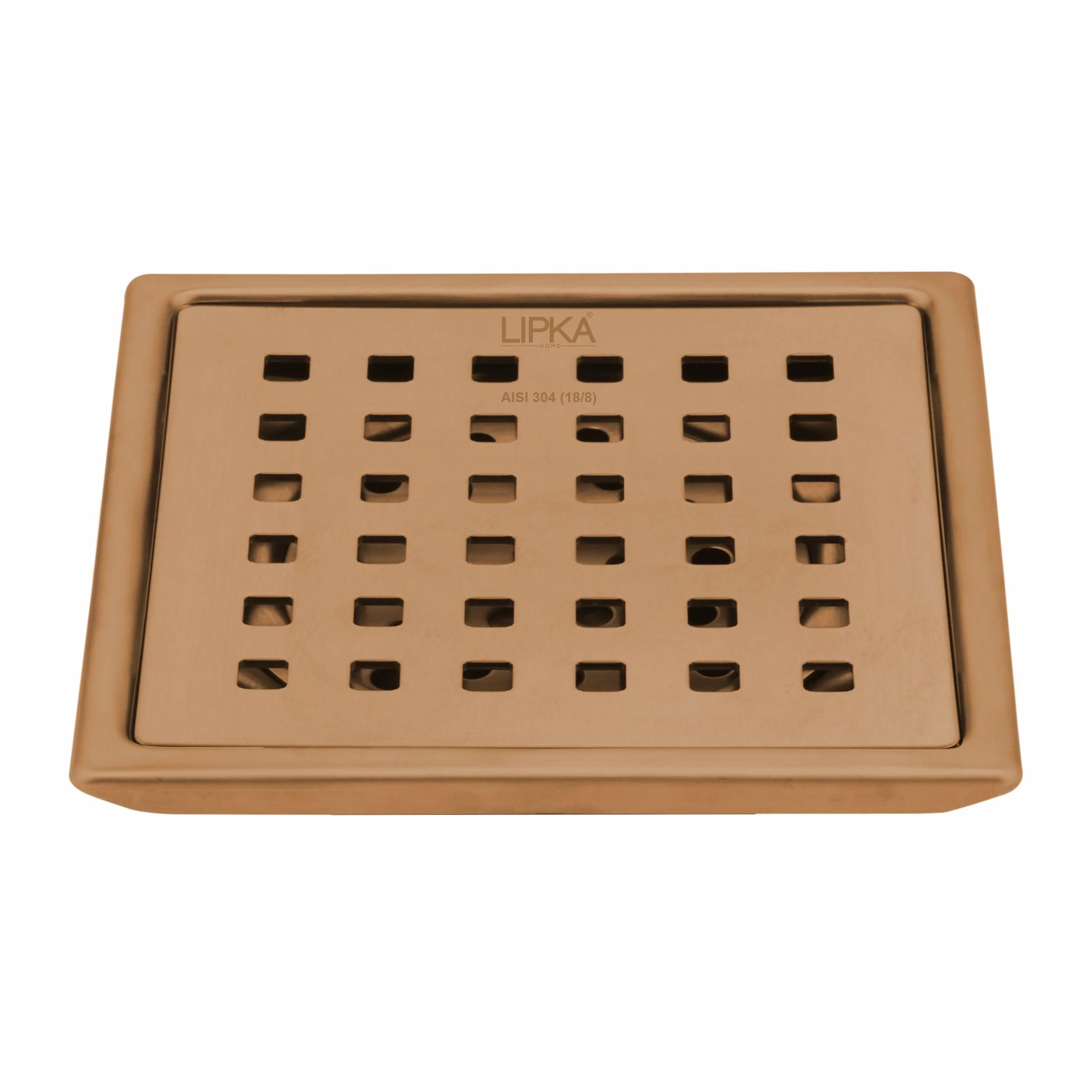 Red Exclusive Square Floor Drain in Antique Copper PVD Coating (5 x 5 Inches) - LIPKA