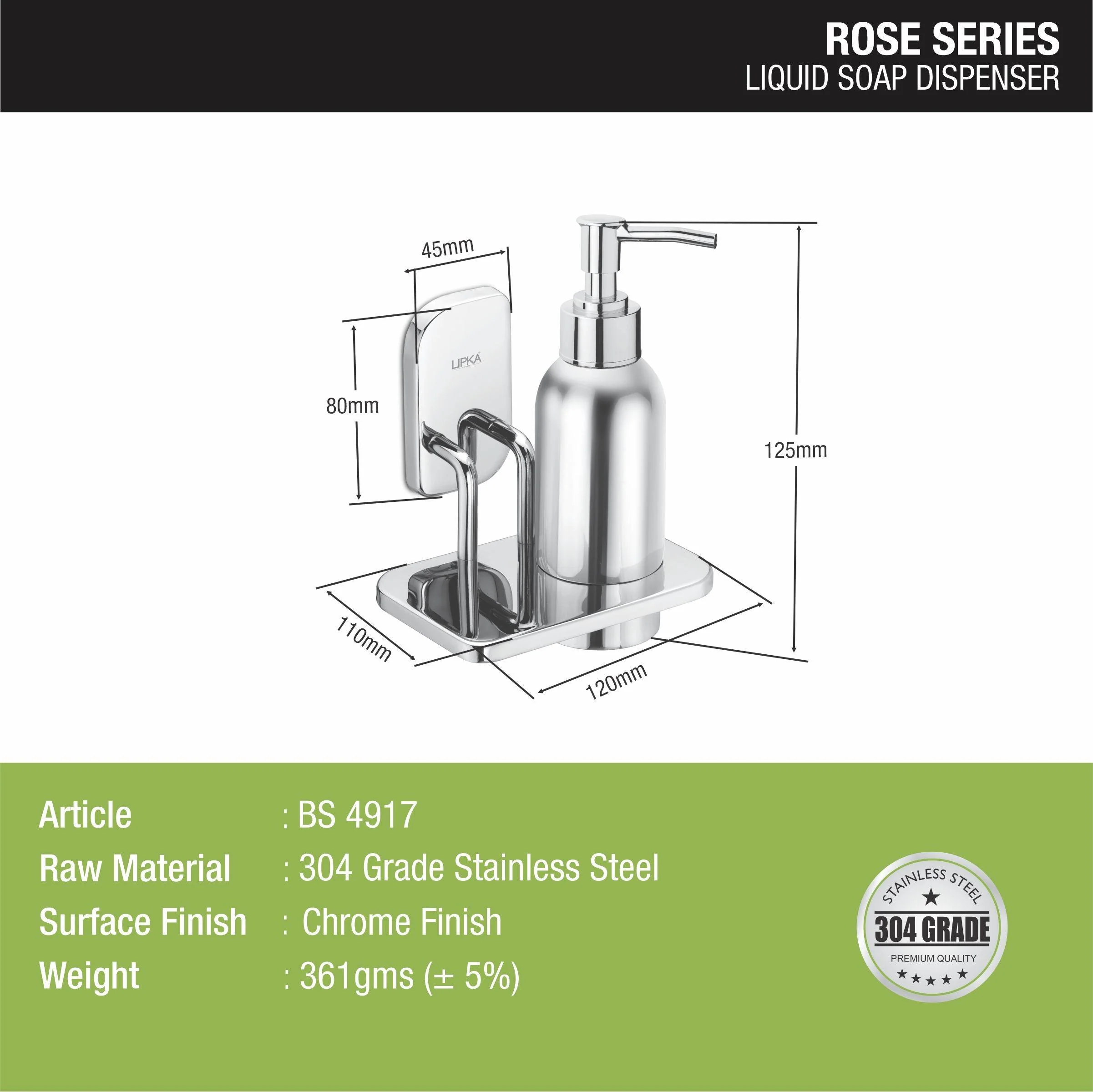 Rose Liquid Soap Dispenser (304-SS) - LIPKA - Image 2