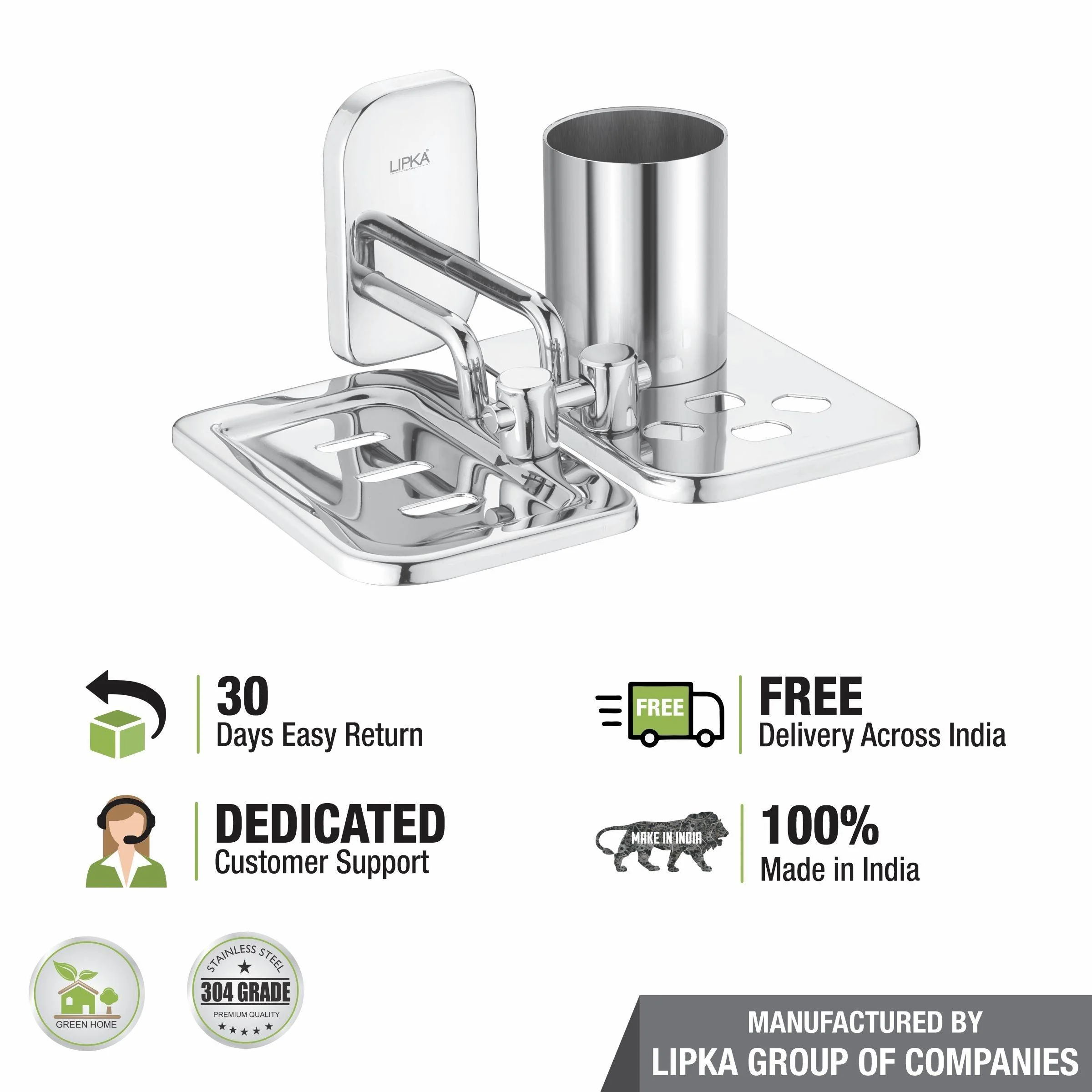 Rose Soap Dish with Tumbler Holder (304-SS) - LIPKA - Image 3