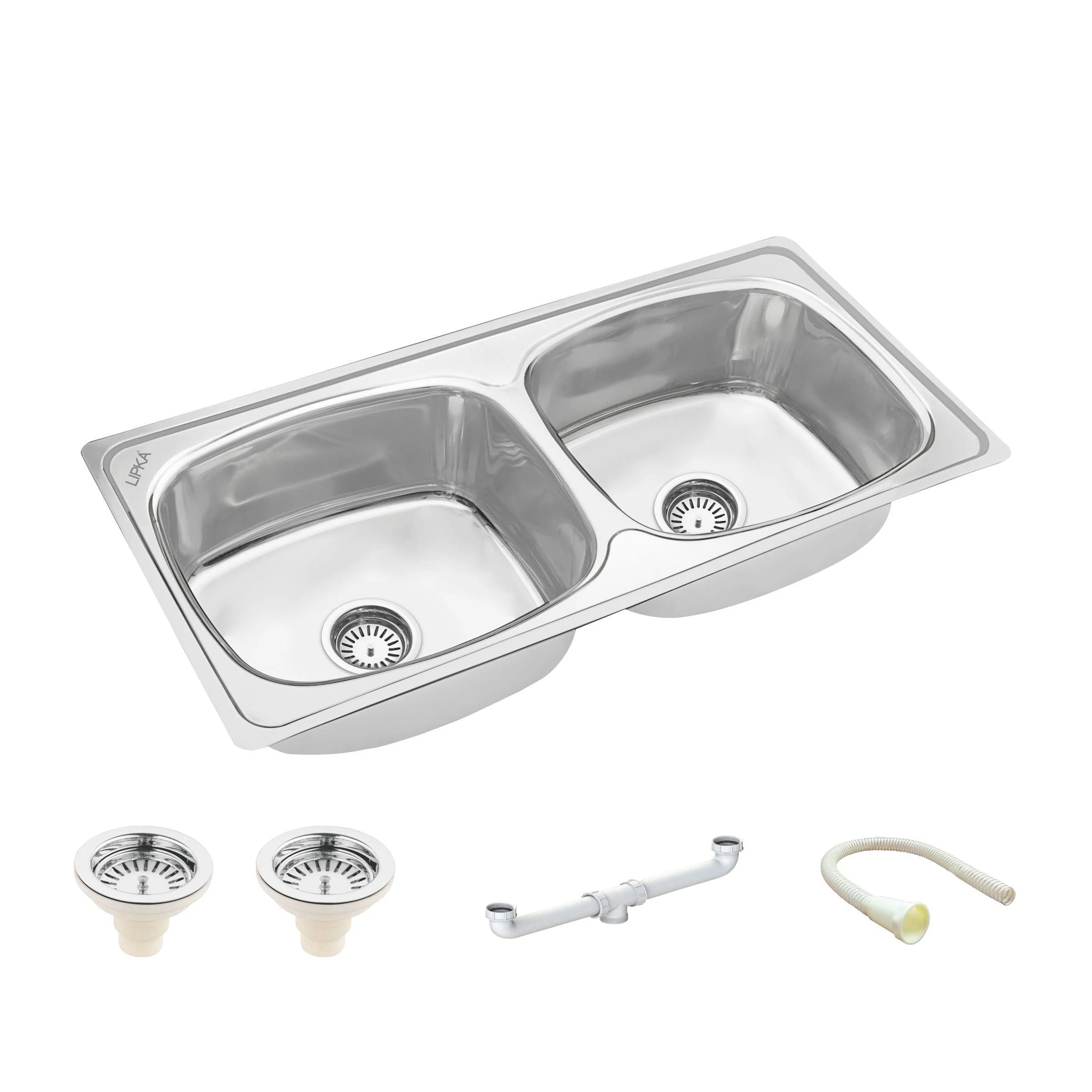 Round Double Bowl 304-Grade Kitchen Sink (37 x 18 x 8 Inches) - LIPKA - Image 2