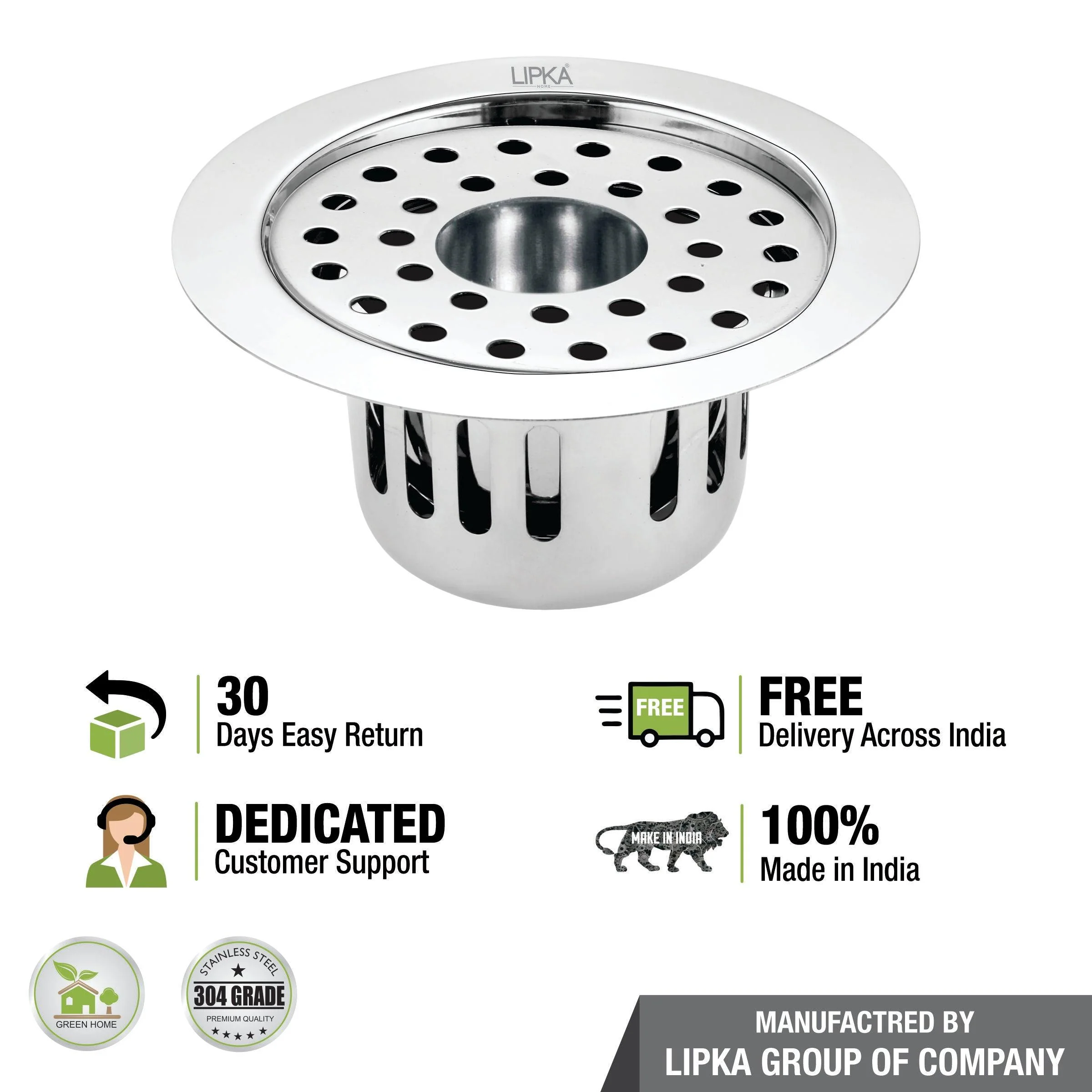 Round Flat Cut Floor Drain (5.5 inches) with Cockroach Trap & Hole - LIPKA - Image 4