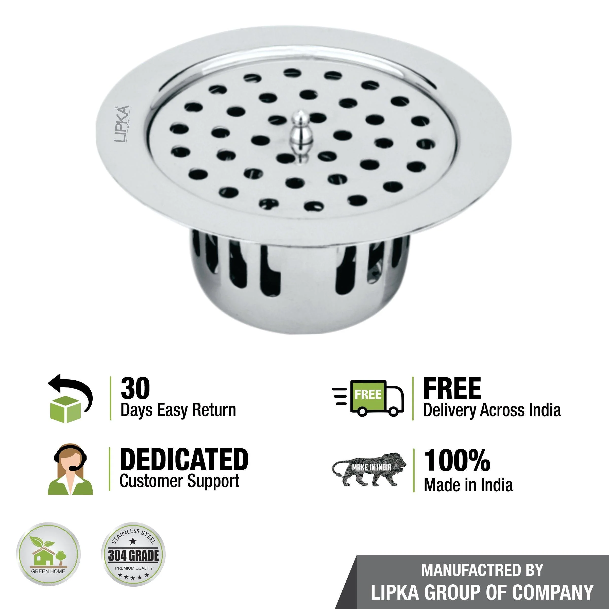 Round Flat Cut Floor Drain (5.5 inches) with Cockroach Trap & Lid - LIPKA - Image 4