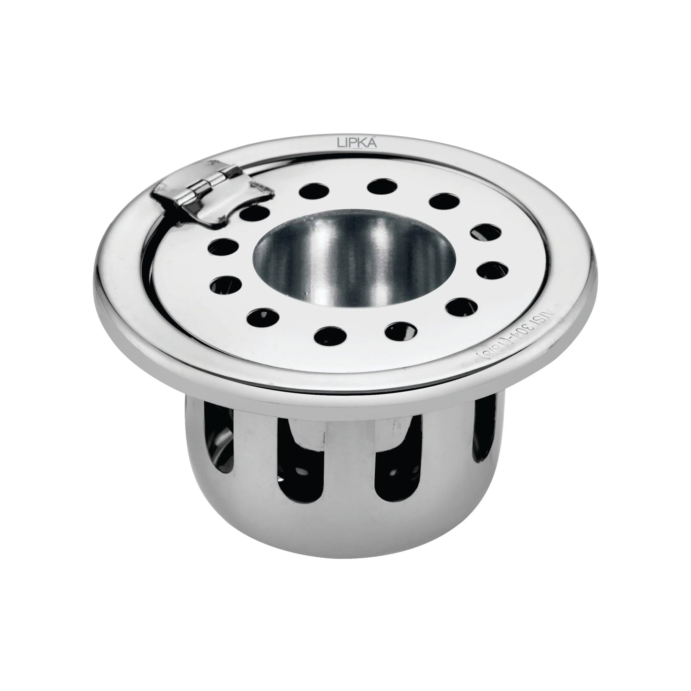 Round Floor Drain (4 inches) with Hinge, Hole & Cockroach Trap - LIPKA