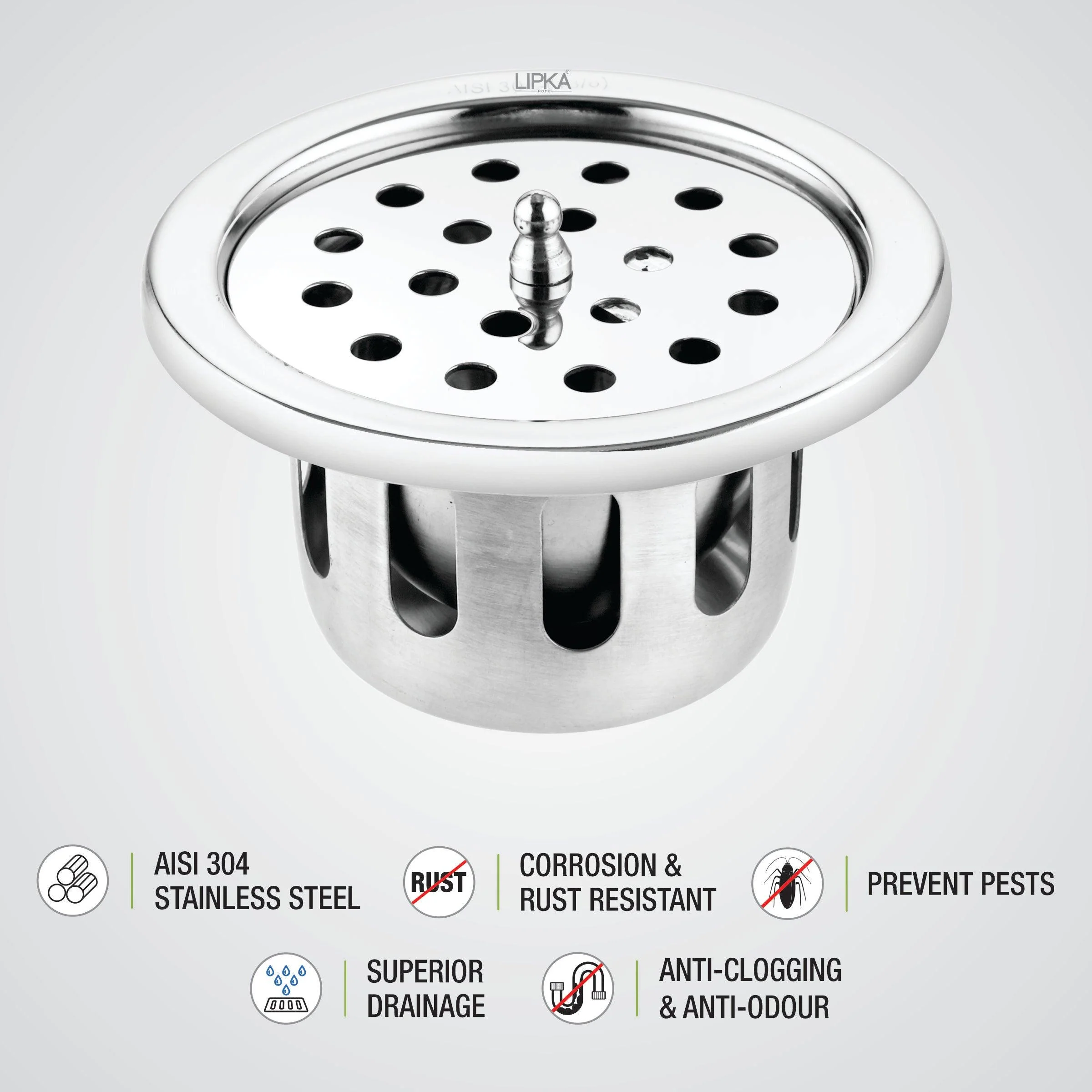 Round Floor Drain (5 inches) with Cockroach Trap & Lid - LIPKA - Image 3