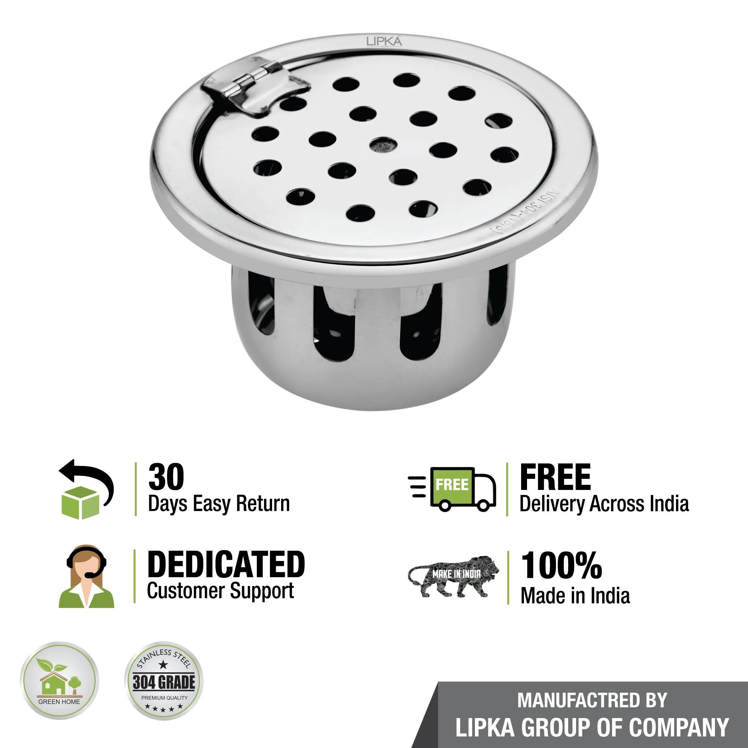 Round Floor Drain (5 inches) with Hinge & Cockroach Trap - LIPKA - Image 4