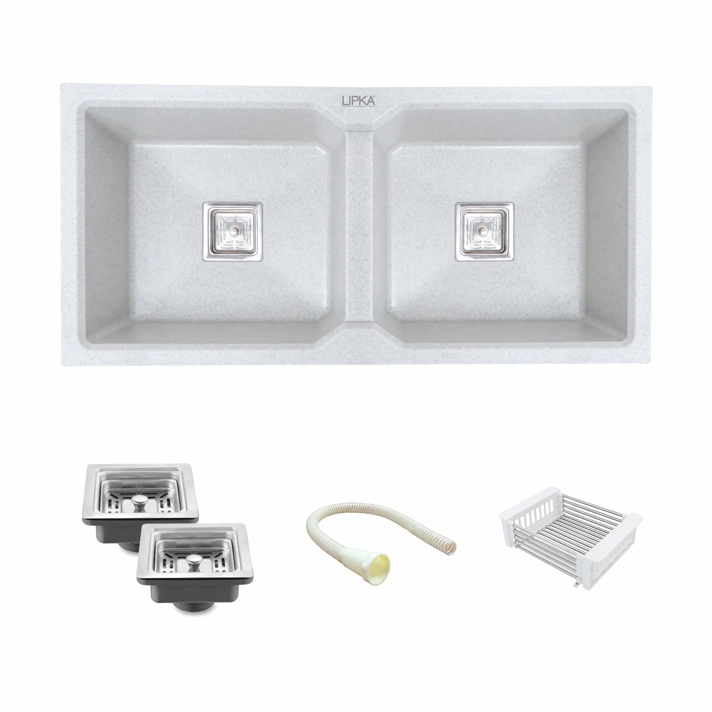 Sand Pluto Quartz Double Bowl Kitchen Sink (37 x 18 x 9 Inches) - LIPKA - Image 2
