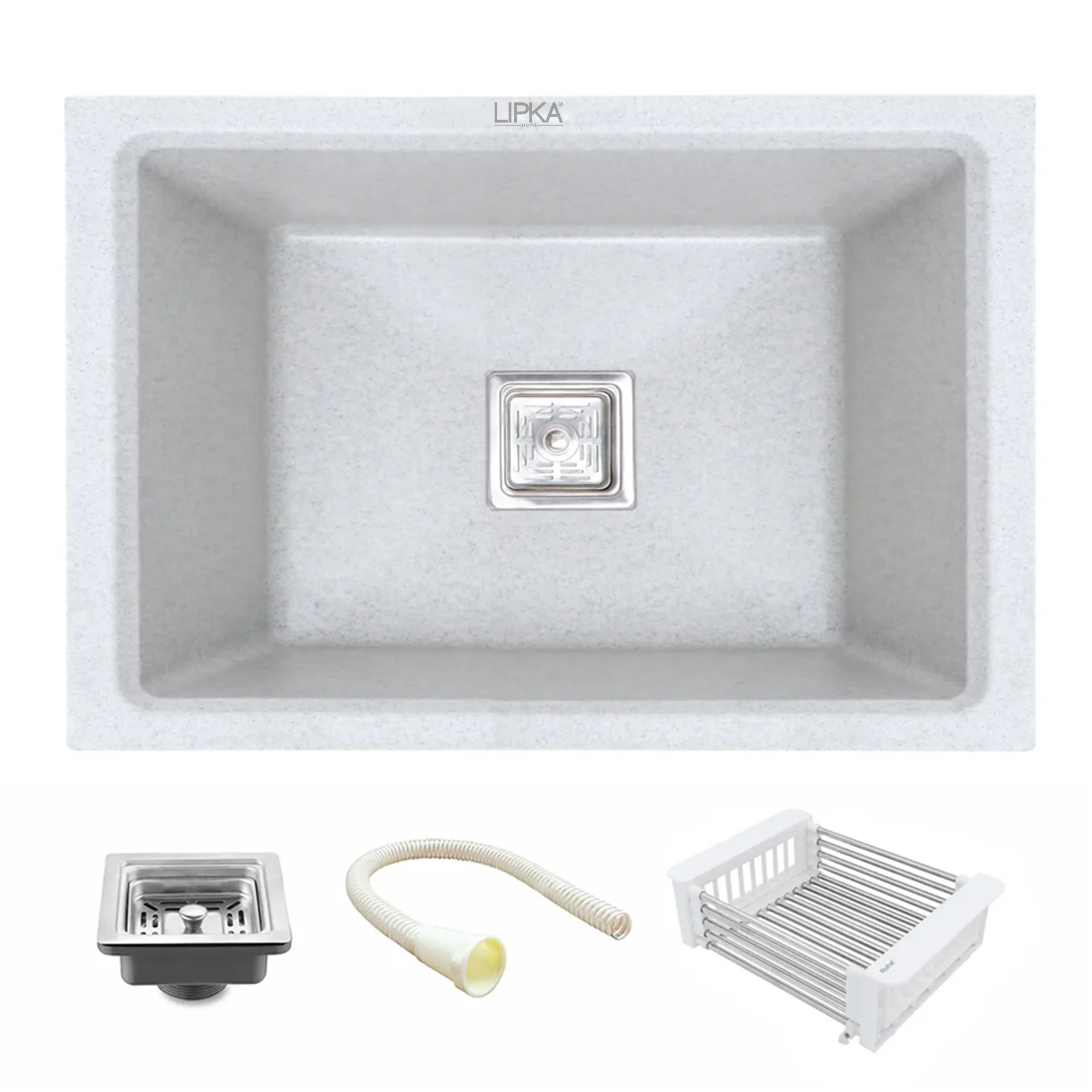 Sand Pluto Quartz Single Bowl Kitchen Sink (21 x 18 x 9 Inches) - LIPKA - Image 2