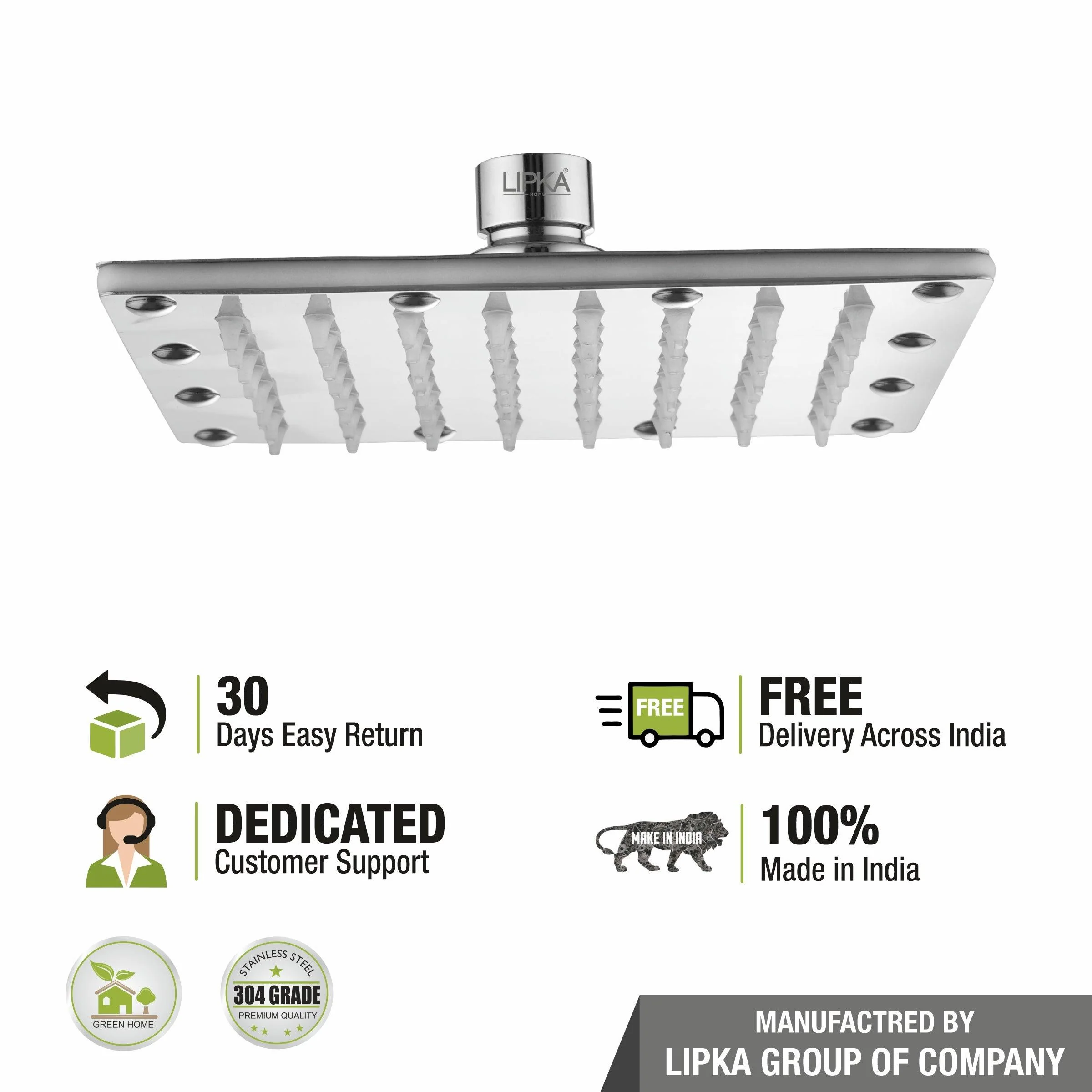 Sandwich 304-Grade Overhead Rain Shower (12 x 12 Inches) - LIPKA - Image 4