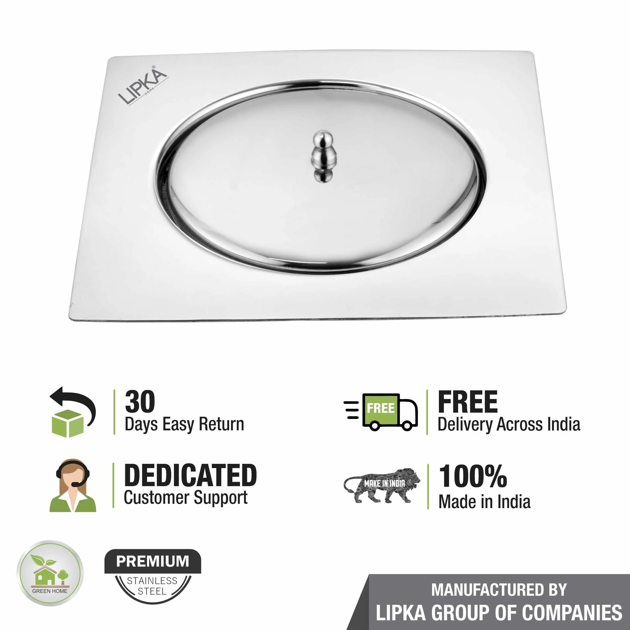 Saturn Square Flat Cut Floor Drain (6 x 6 Inches) - LIPKA - Image 5
