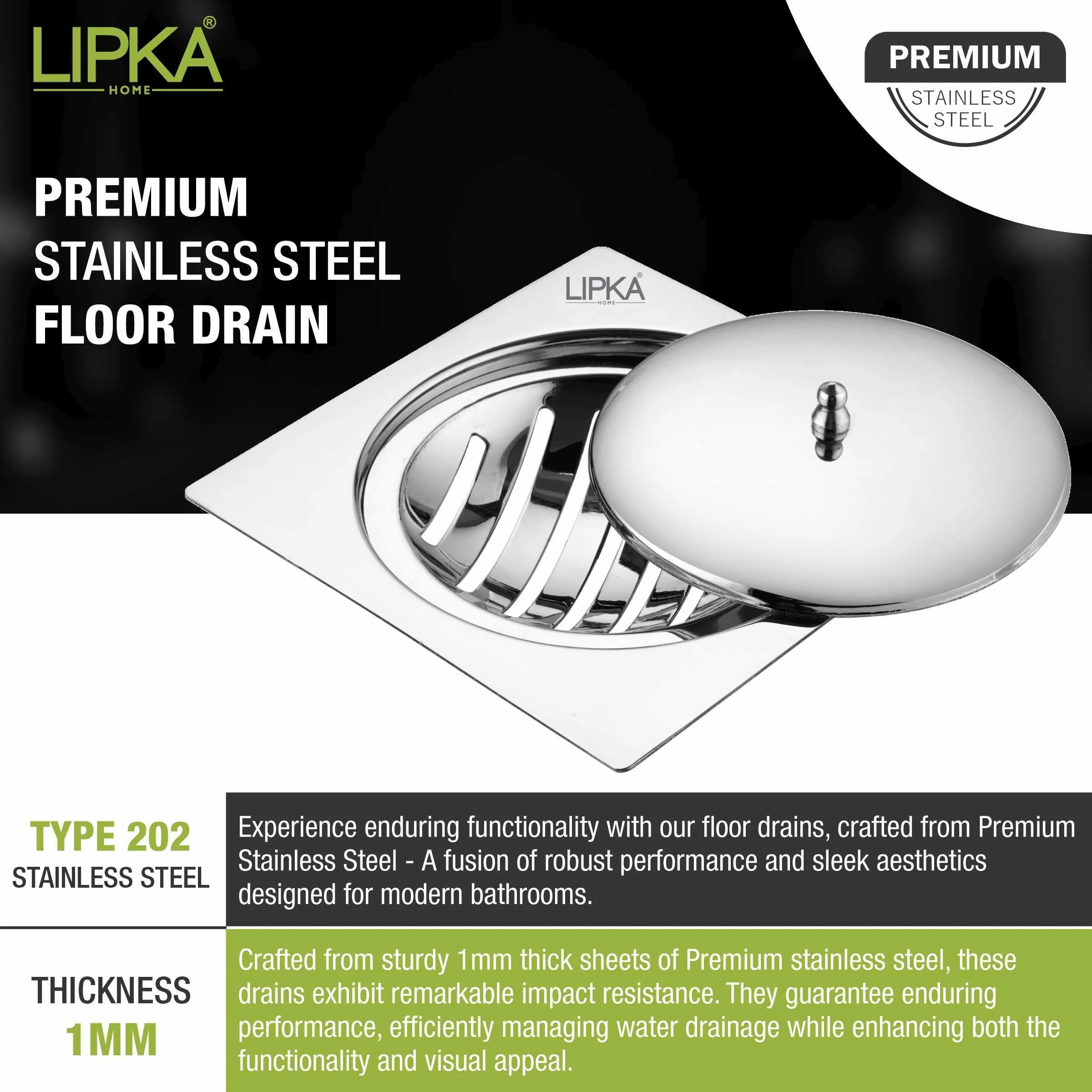 Saturn Square Flat Cut Floor Drain with Classic Jali (6 x 6 Inches) - LIPKA - Image 4