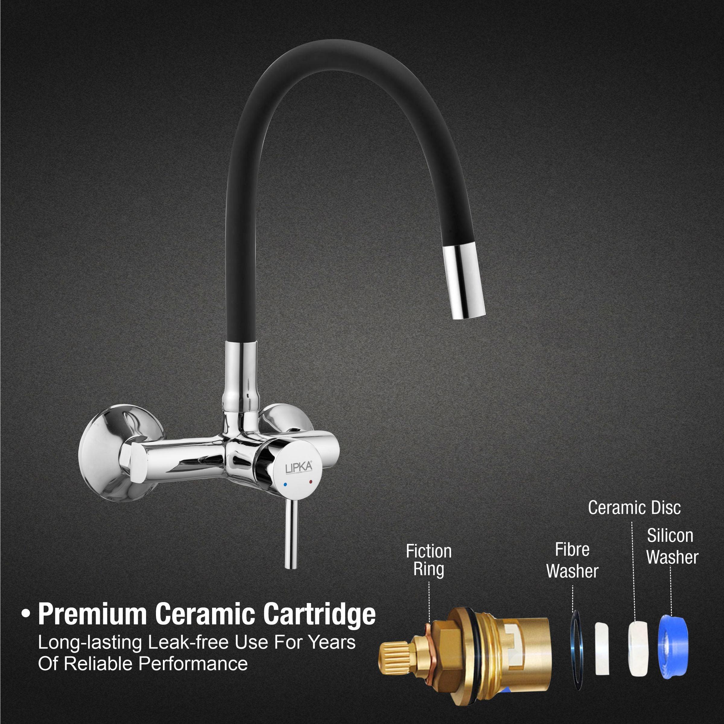 Kyron Single Lever Sink Mixer with Black Flexible Silicone Spout (20 Inches) - LIPKA - Image 3