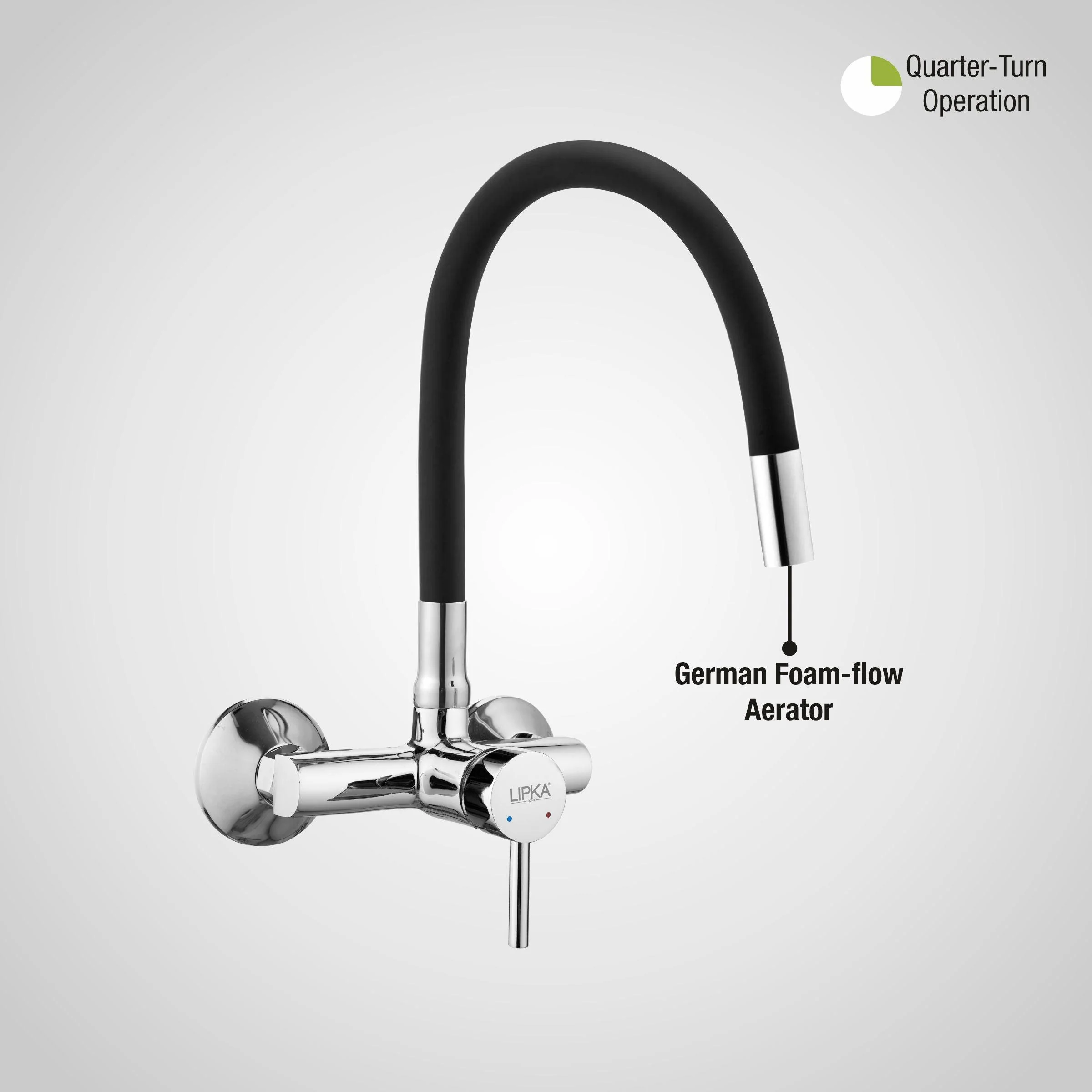 Kyron Single Lever Sink Mixer with Black Flexible Silicone Spout (20 Inches) - LIPKA - Image 5