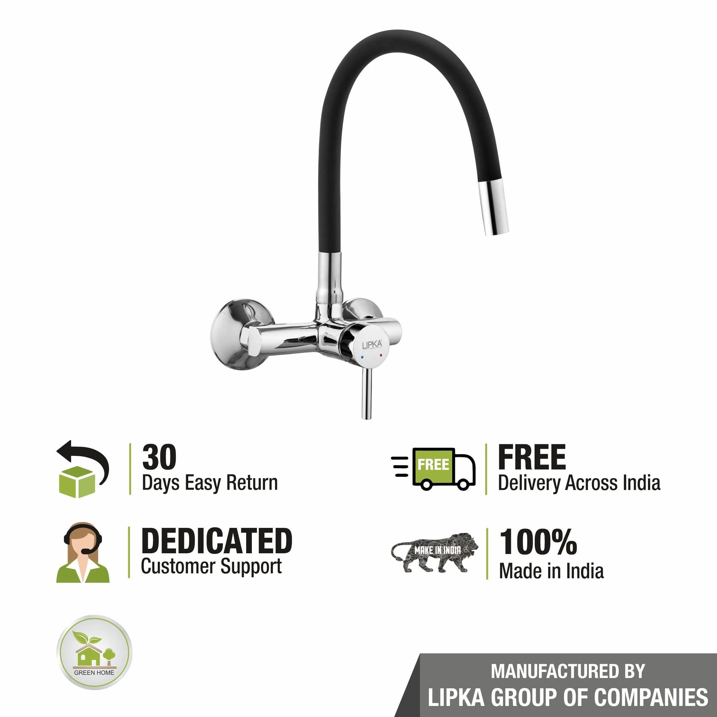 Kyron Single Lever Sink Mixer with Black Flexible Silicone Spout (20 Inches) - LIPKA - Image 6