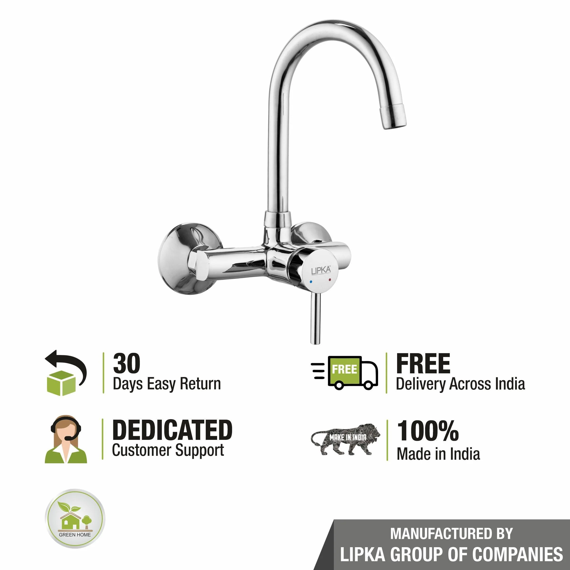 Kyron Single Lever Sink Mixer with Swivel Spout (15 Inches) - LIPKA - Image 6