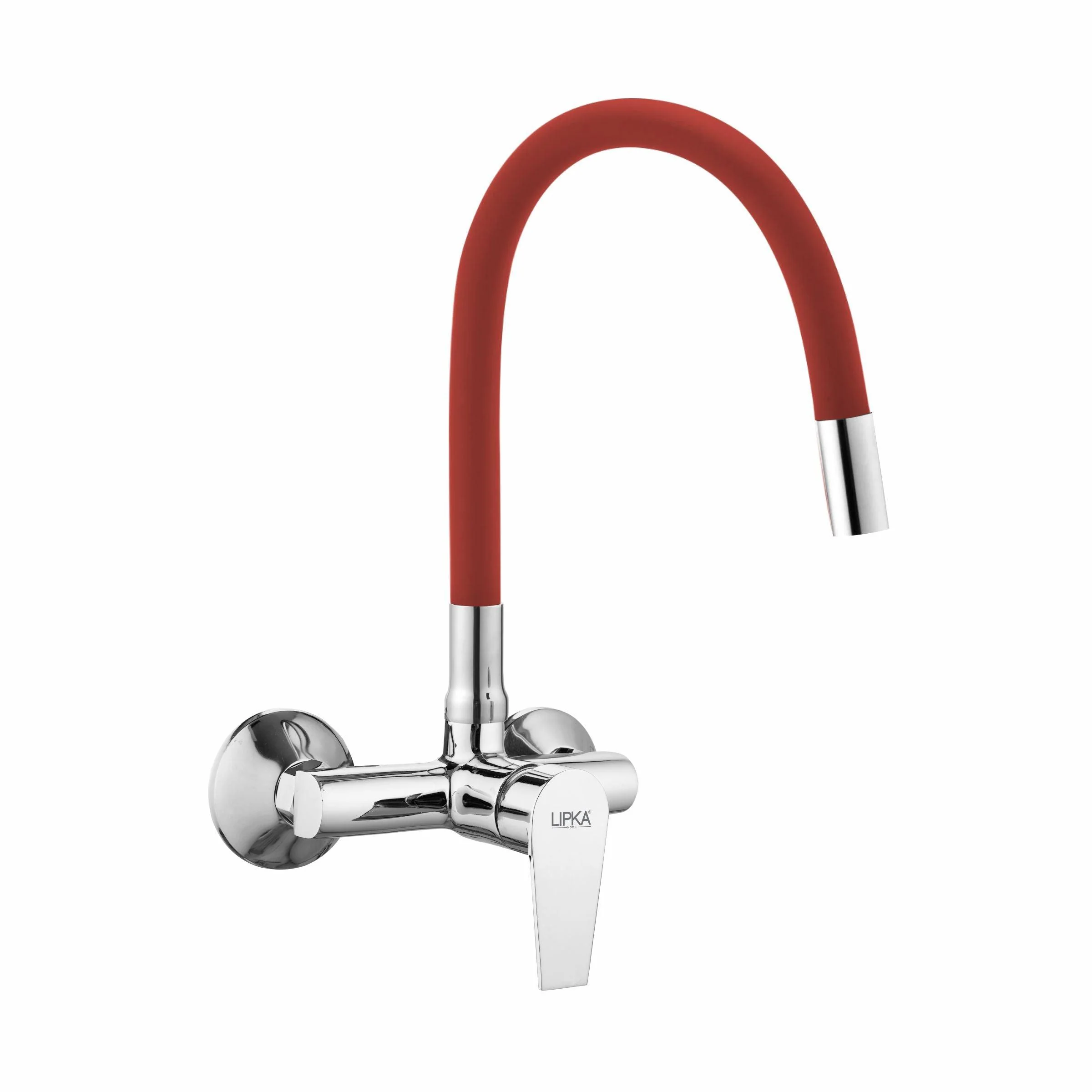 Victory Single Lever Sink Mixer with Red Flexible Silicone Spout (20 Inches) - LIPKA
