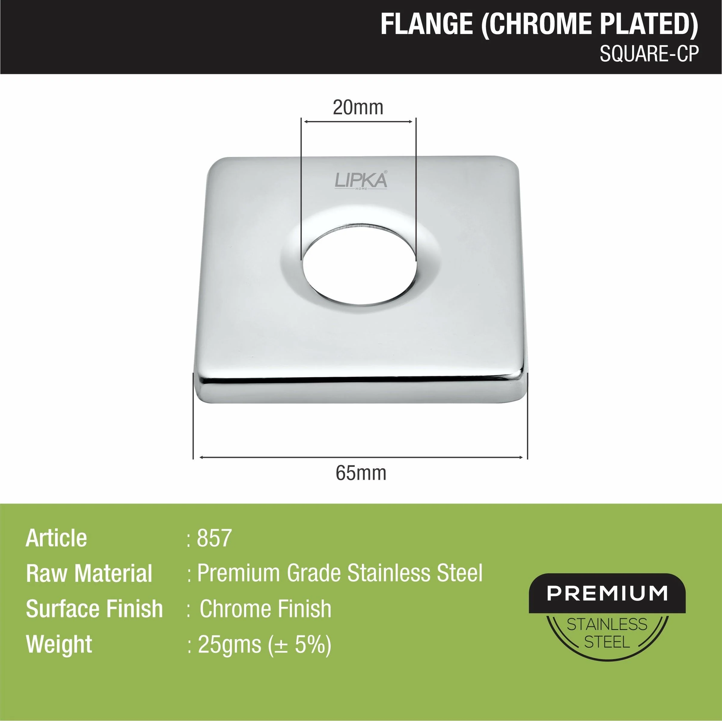 Square Flange (Chrome Plated) Pack of 10 - LIPKA - Image 2