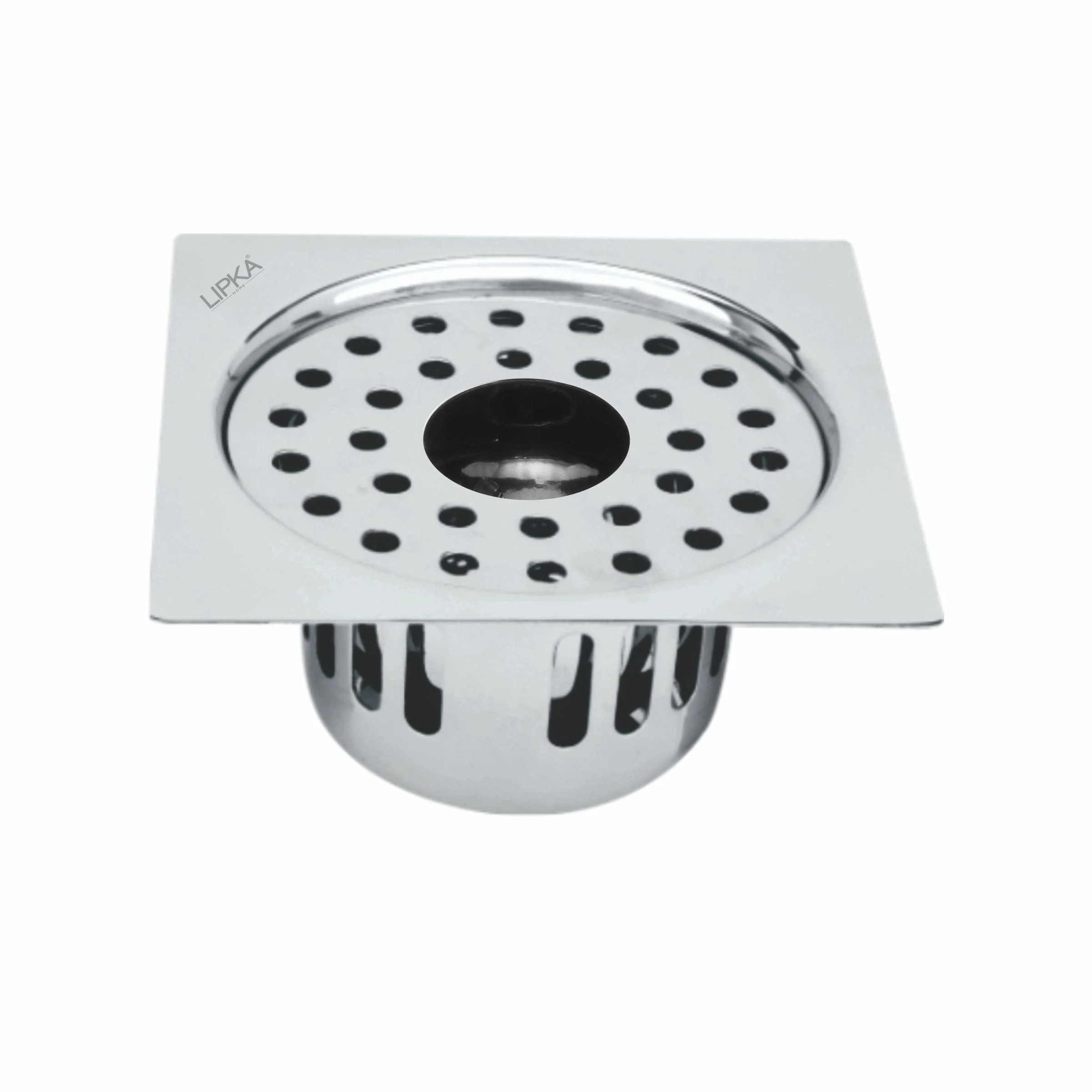 Square Flat Cut Floor Drain (5.5 x 5.5 Inches) with Hole and Cockroach Trap - LIPKA