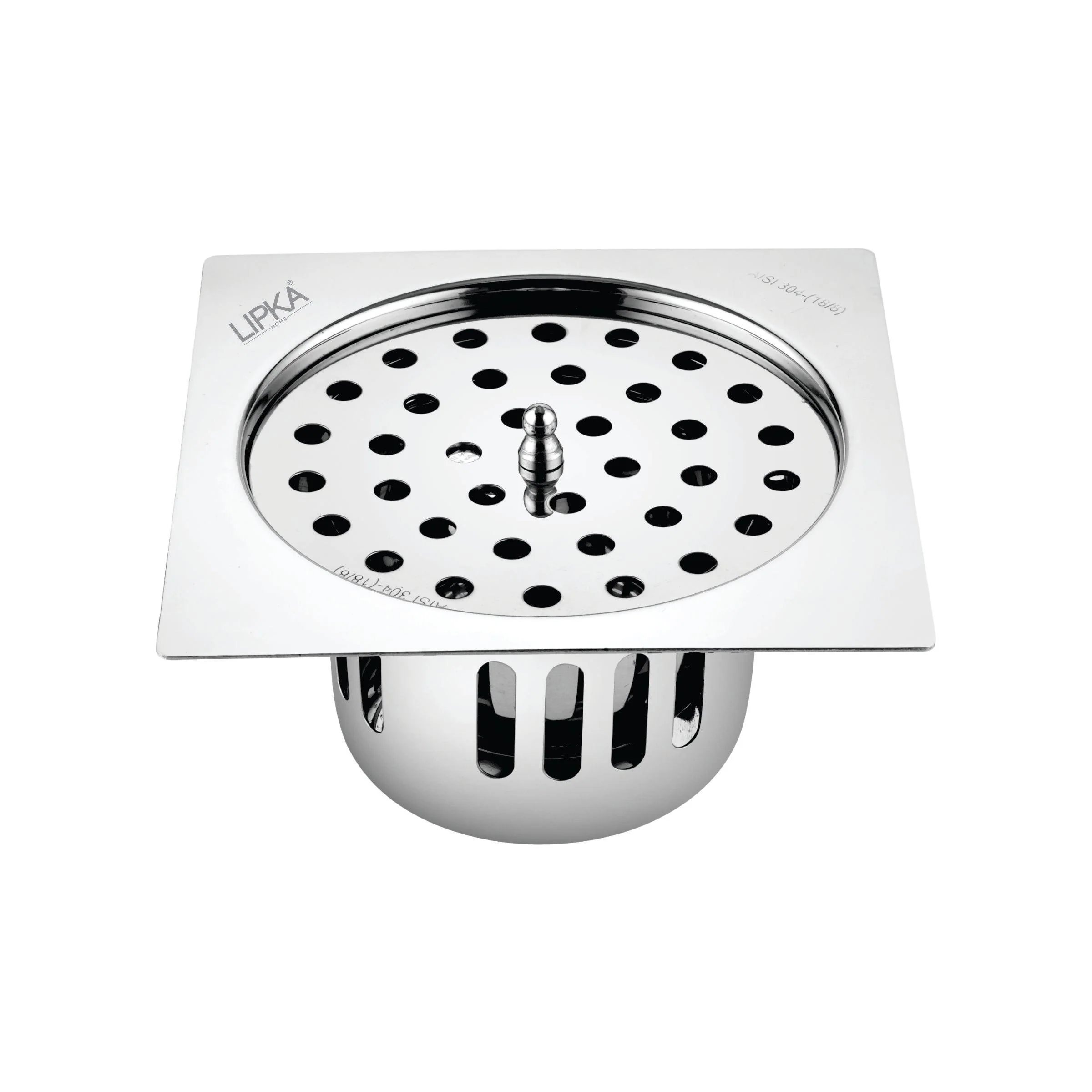 Square Flat Cut Floor Drain (5 x 5 Inches) with Lid and Cockroach Trap - LIPKA