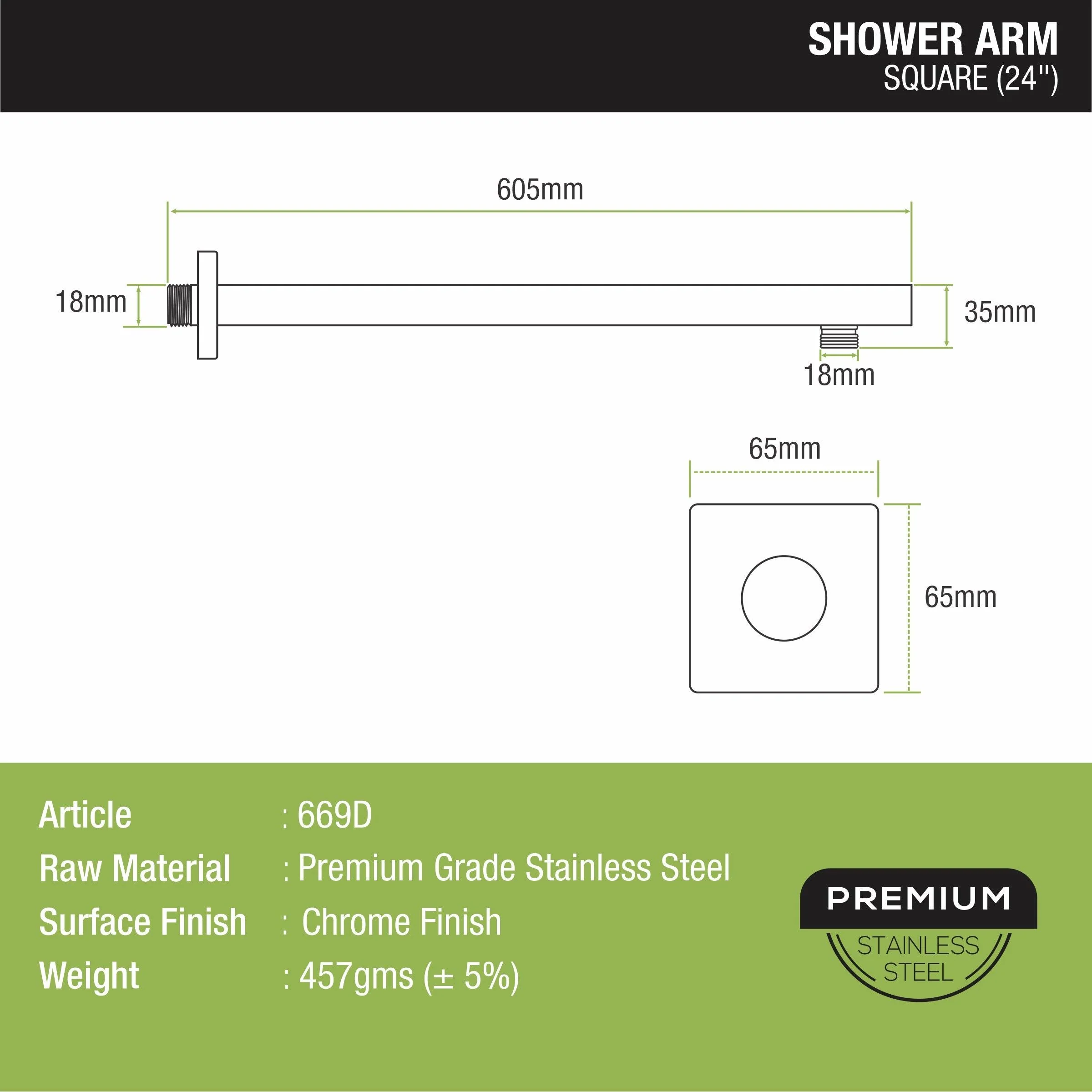 Square Shower Arm (24 Inches) - LIPKA - Image 2