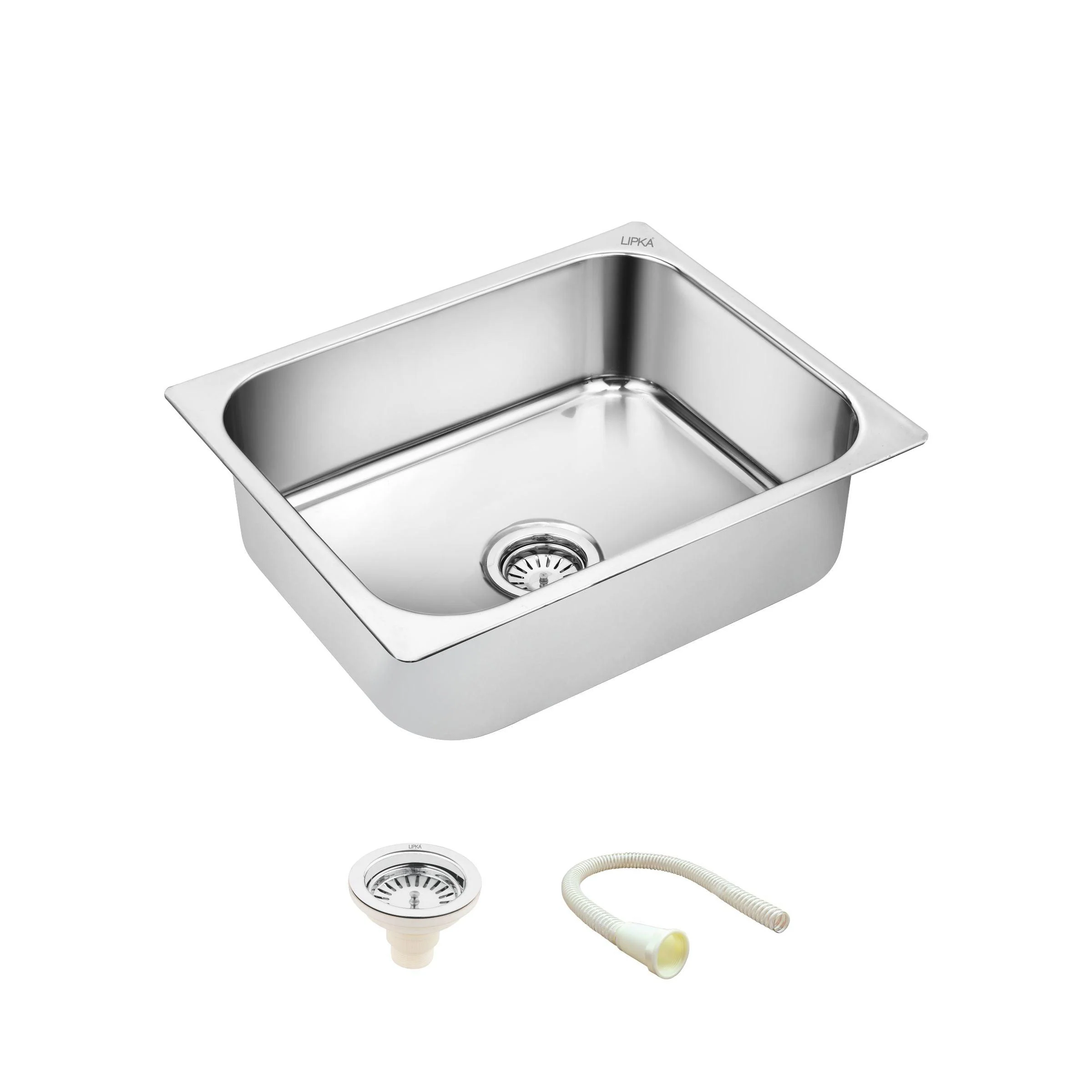 Square Single Bowl Kitchen Sink (24 x 18 x 9 Inches) - LIPKA