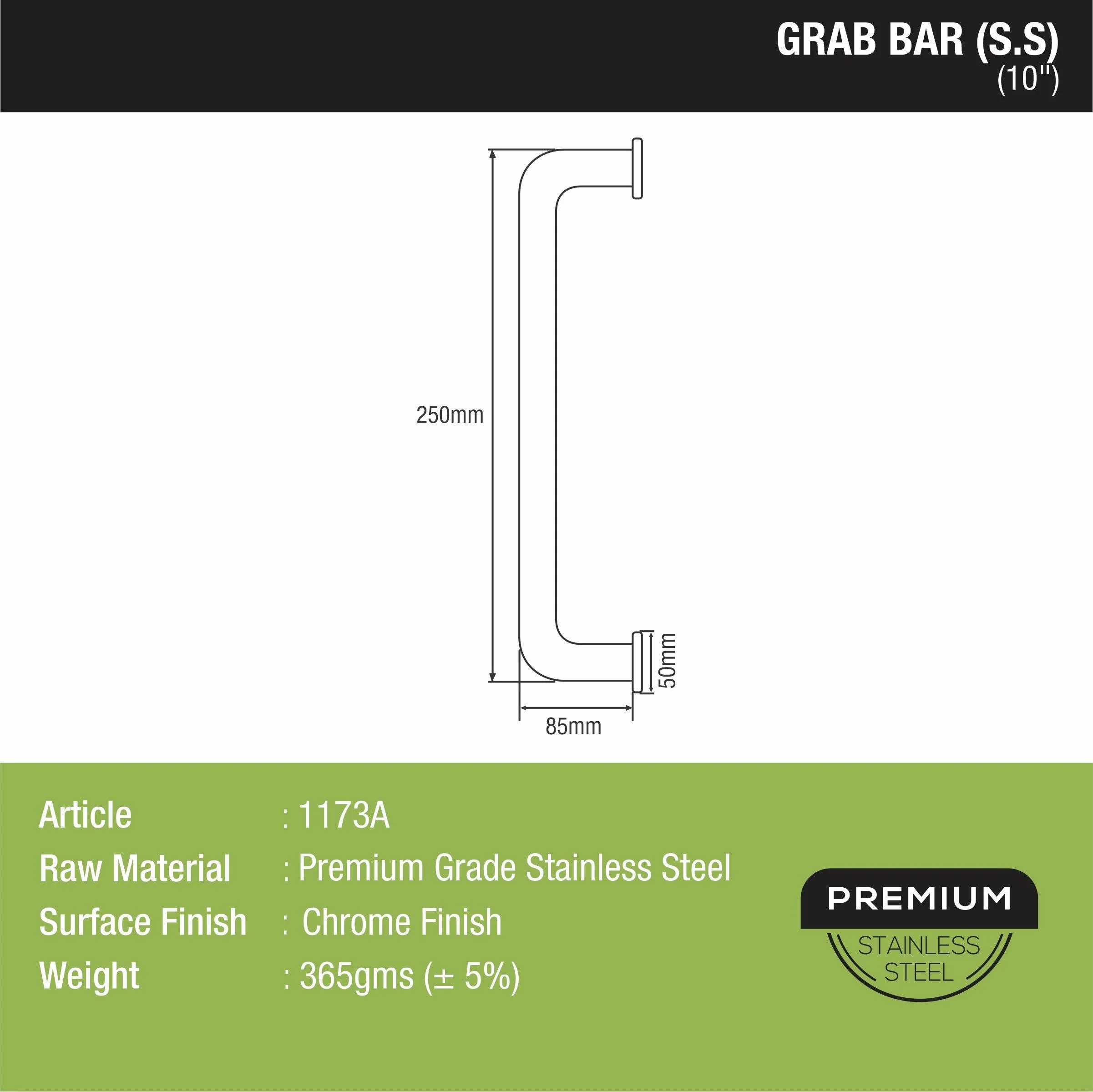 Stainless Steel Grab Bar (10 Inches) - LIPKA - Image 3