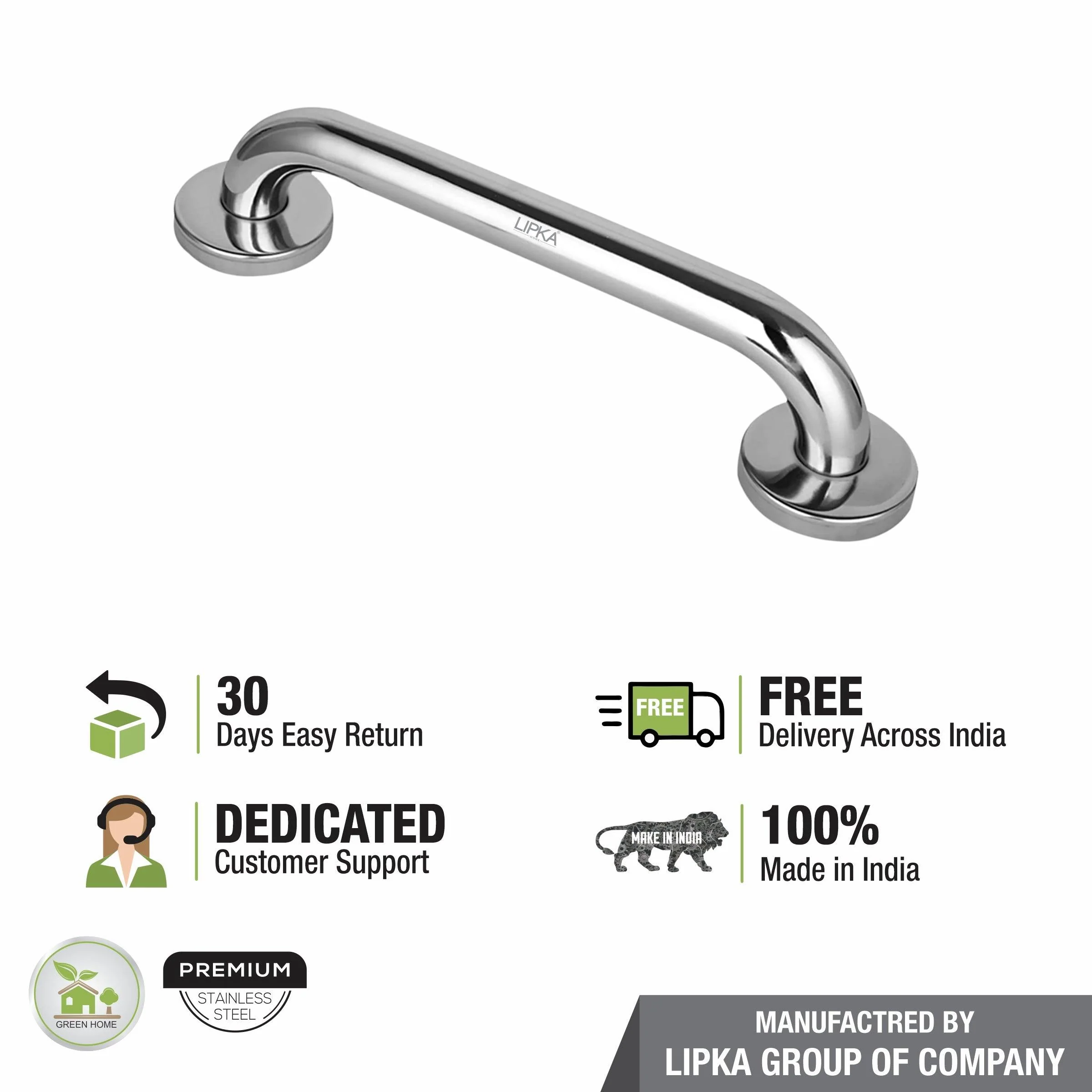 Stainless Steel Grab Bar (16 Inches) - LIPKA - Image 4