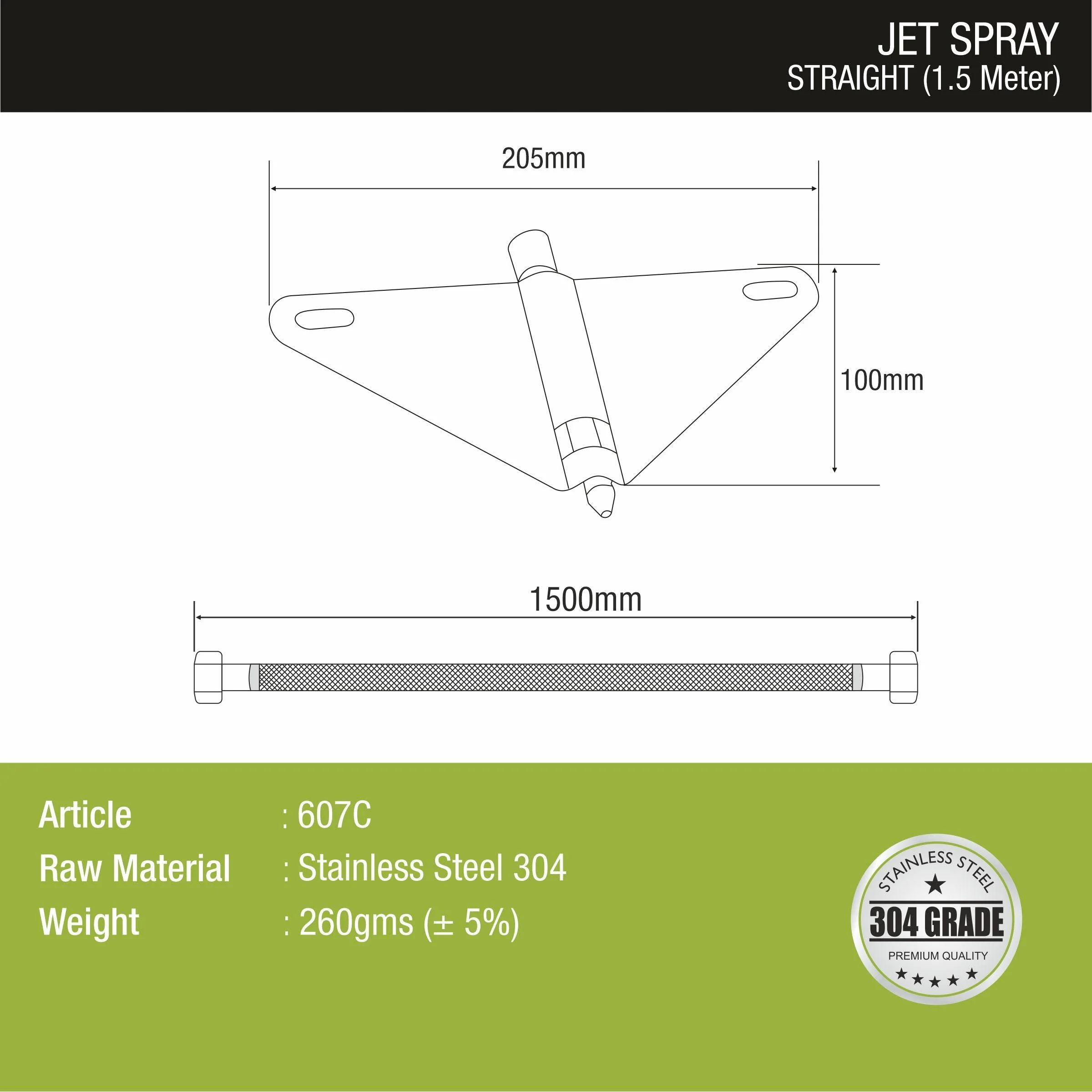 Straight Jet Spray with 304-Grade SS Holder & 1.5 Meter Hose - LIPKA - Image 2