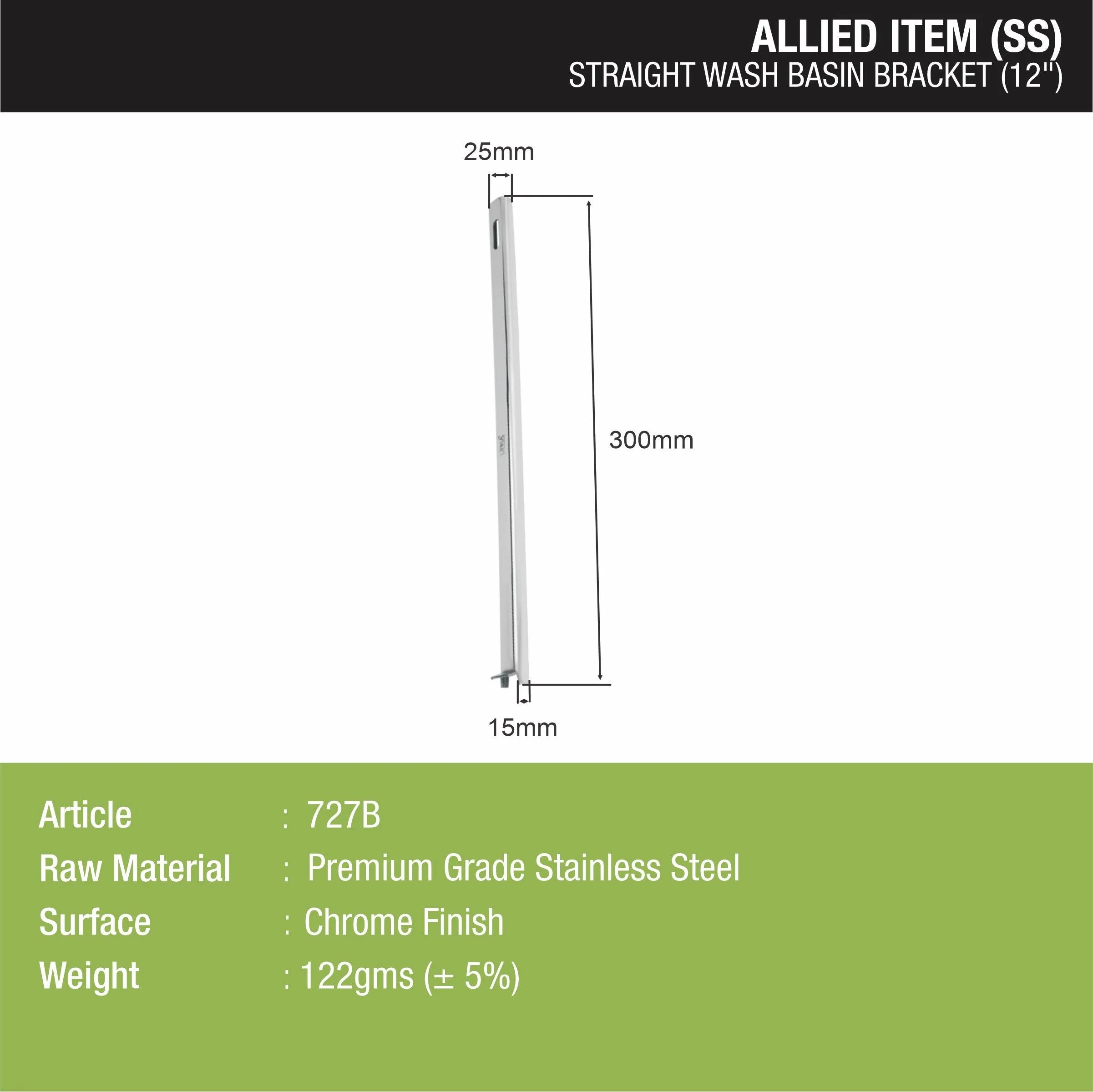 Straight Washbasin Bracket (12 Inches) - LIPKA - Image 2