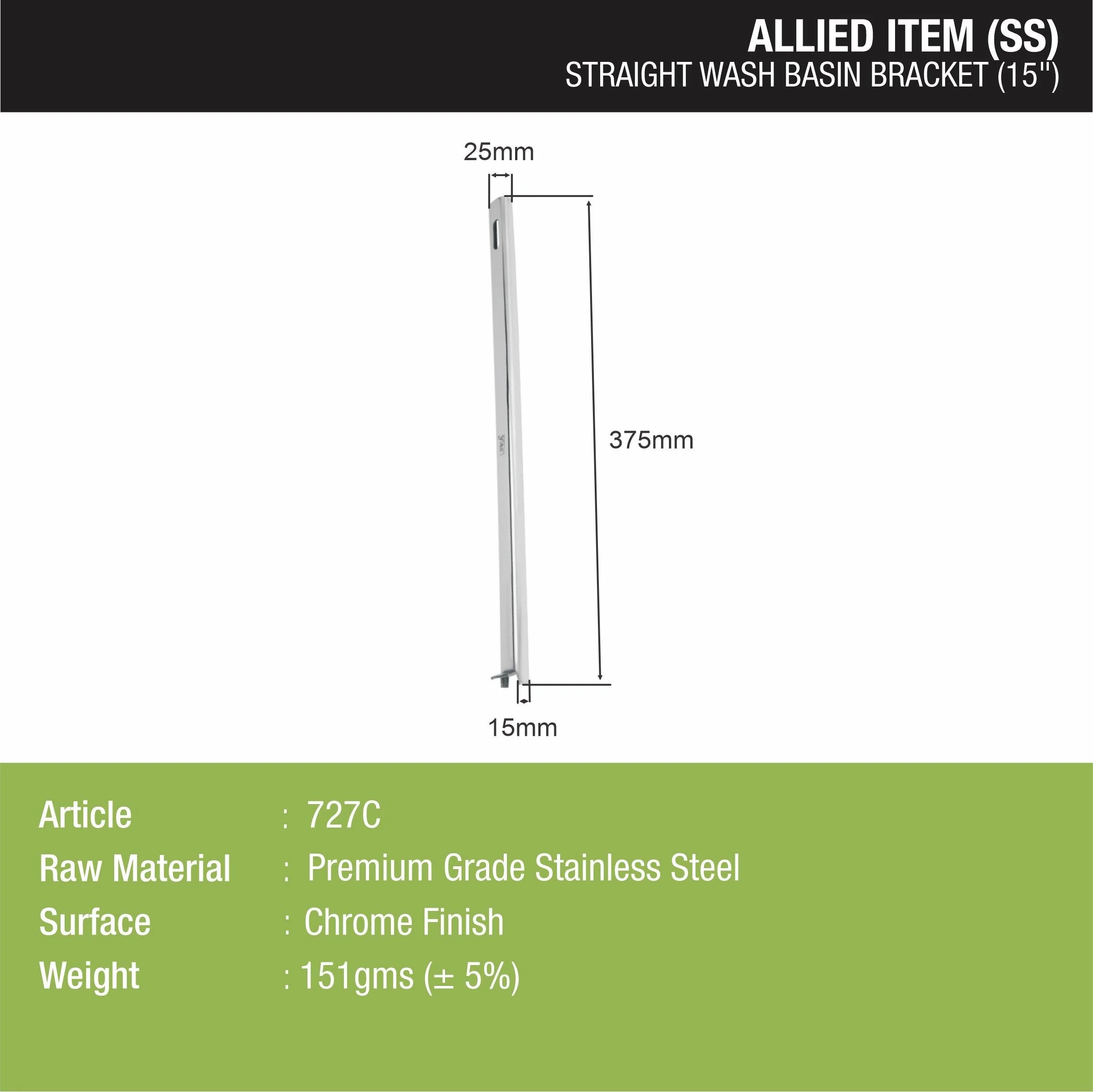 Straight Washbasin Bracket (15 Inches) - LIPKA - Image 2