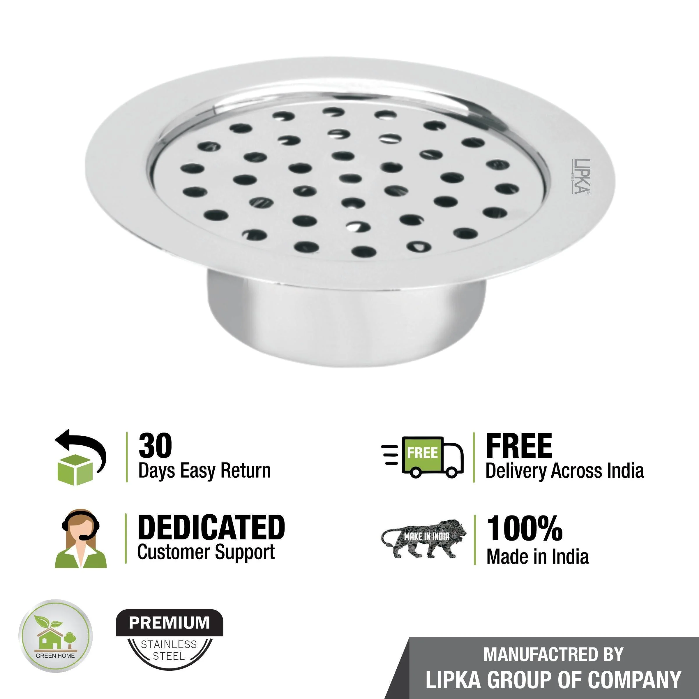 Super Sleek Round Flat Cut Floor Drain (5 Inches) with Cockroach Trap - LIPKA - Image 4