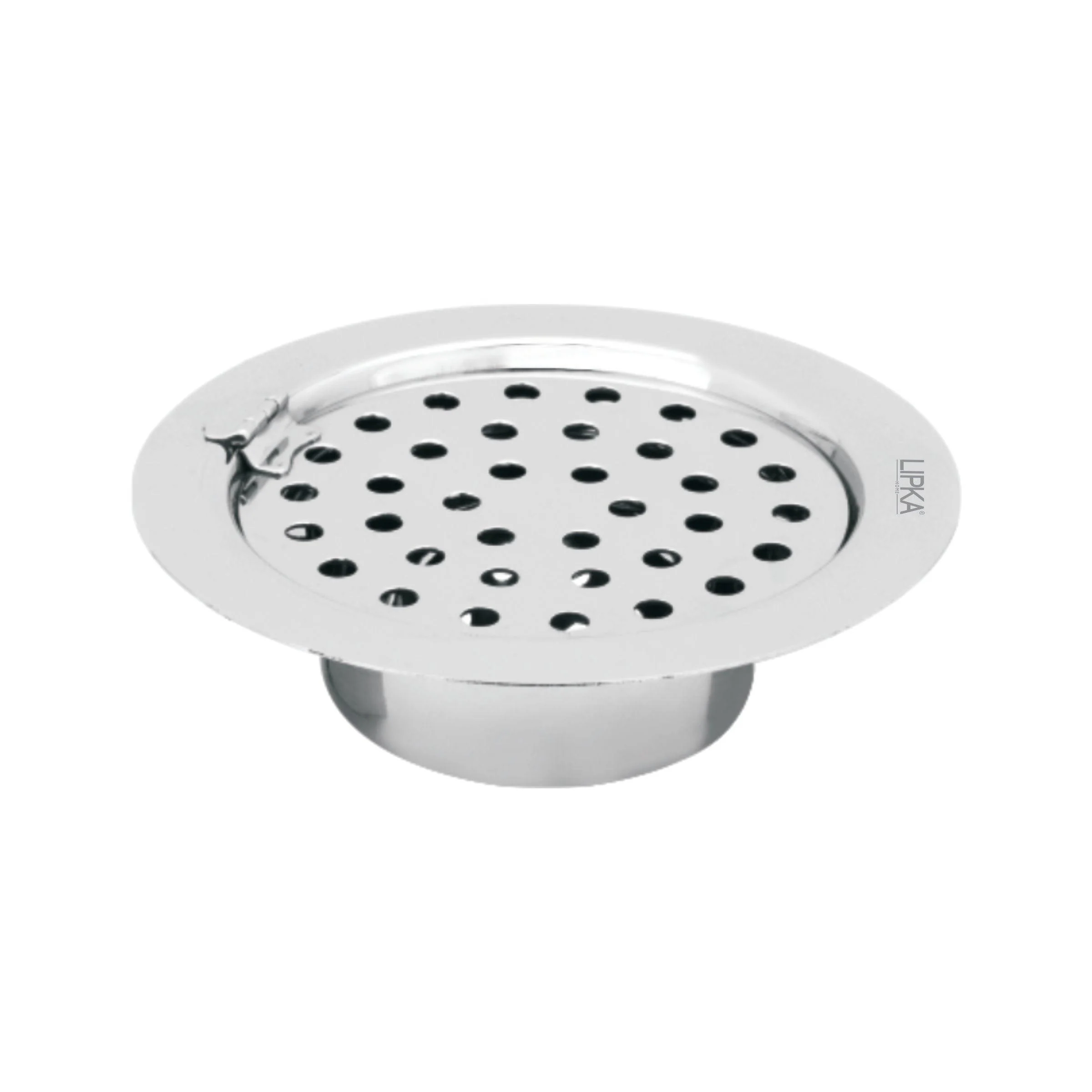 Super Sleek Round Flat Cut Floor Drain (5 Inches) with Hinge and Cockroach Trap - LIPKA