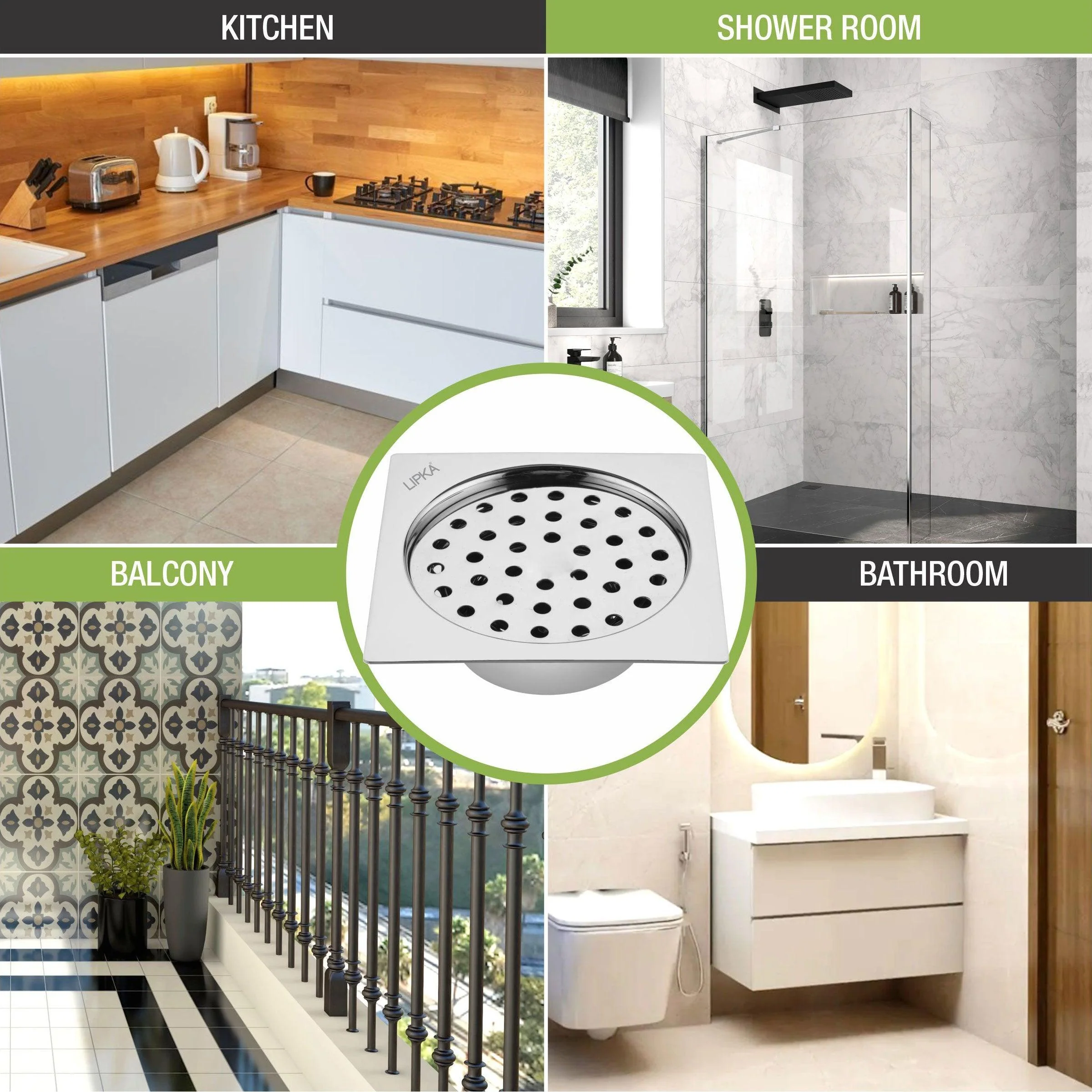 Super Sleek Square Flat Cut Floor Drain (5 x 5 Inches) with Cockroach Trap - LIPKA - Image 4