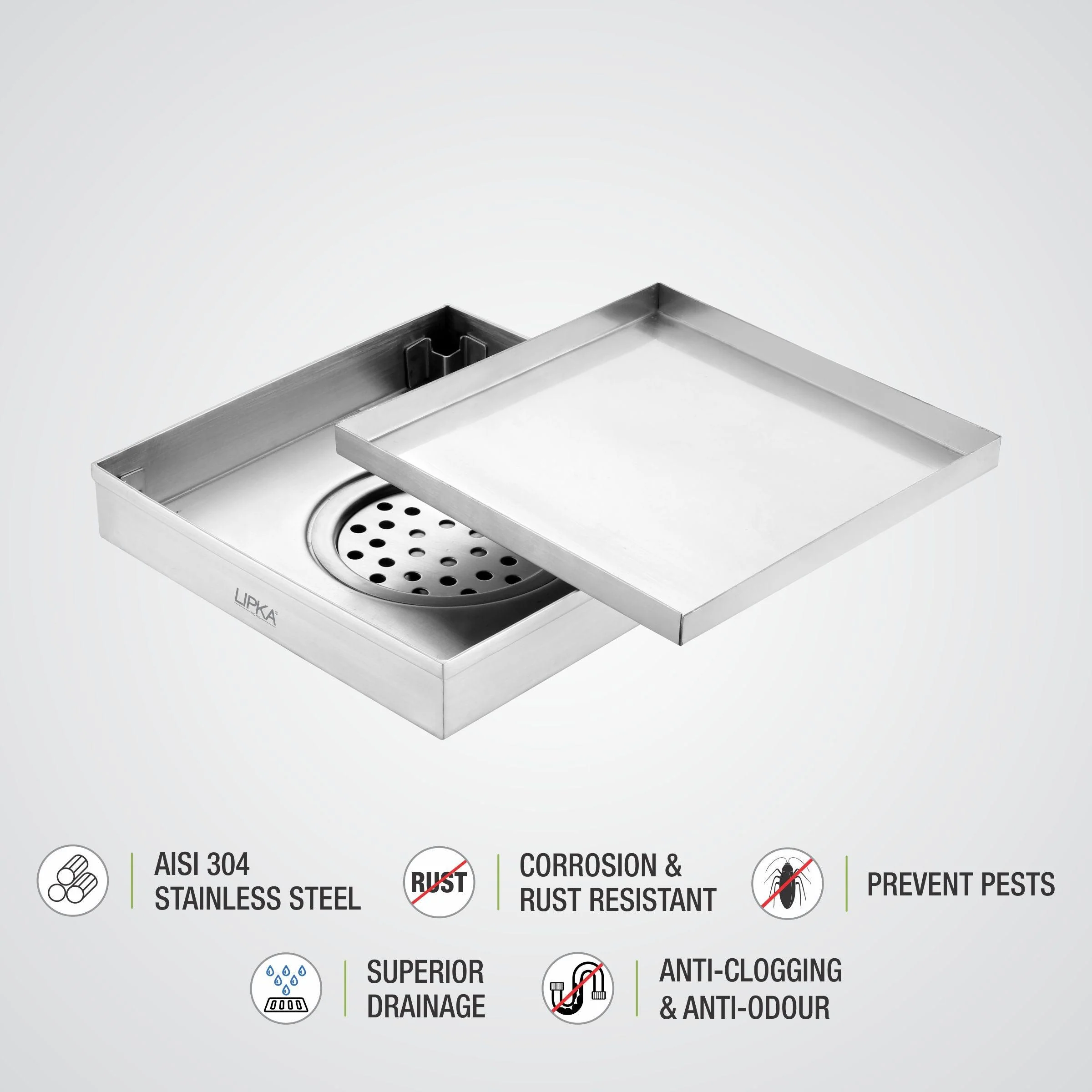Tile Insert Floor Drain (12 x 12 Inches) - LIPKA - Image 4