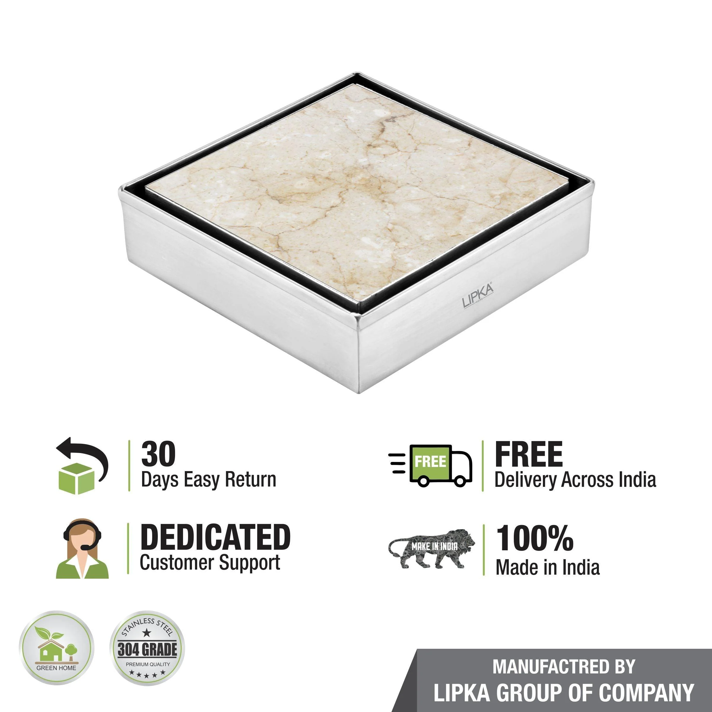 Tile Insert Floor Drain (5 x 5 Inches) - LIPKA - Image 7
