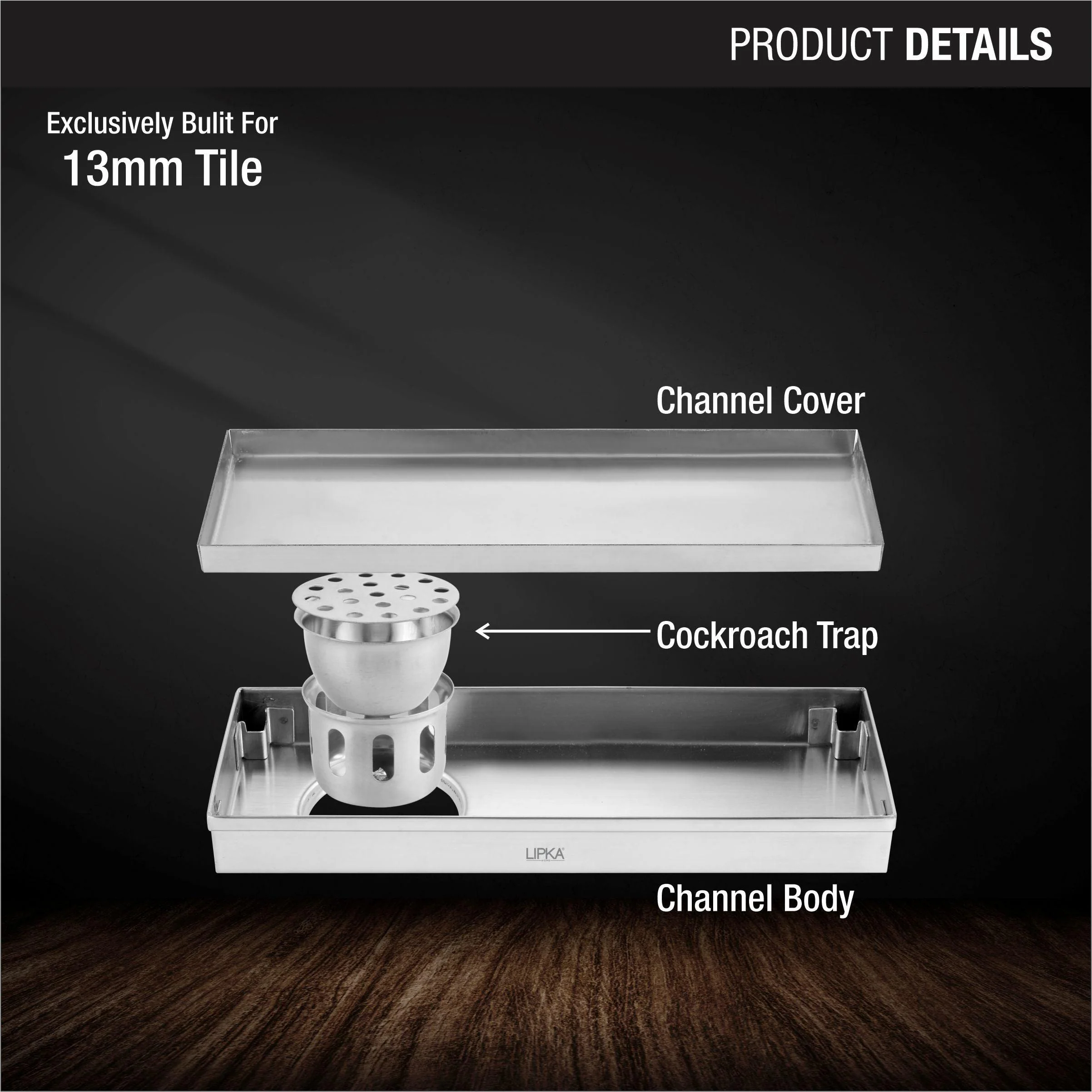 Tile Insert Shower Drain Channel (12 x 3 Inches) - LIPKA - Image 3