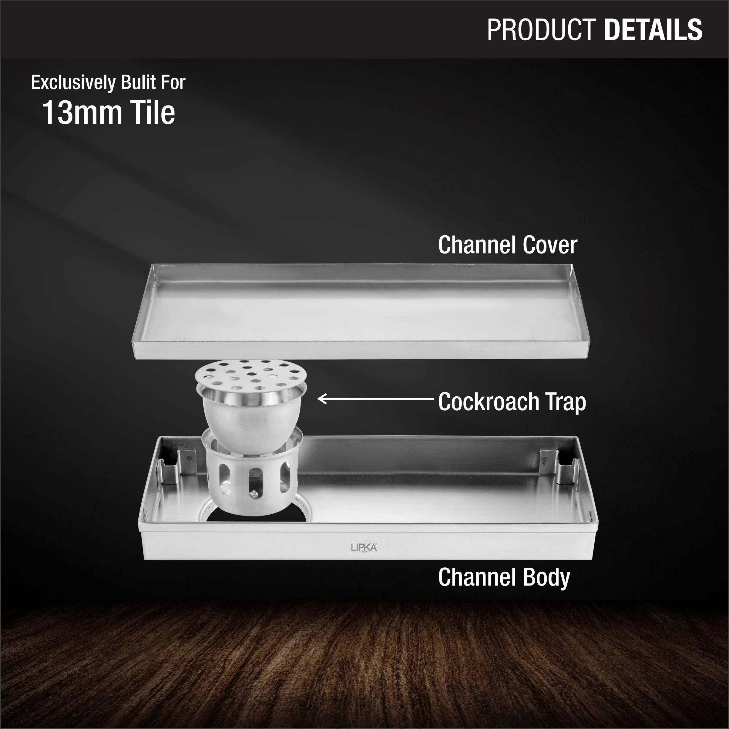 Tile Insert Shower Drain Channel (12 x 5 Inches) - LIPKA - Image 3