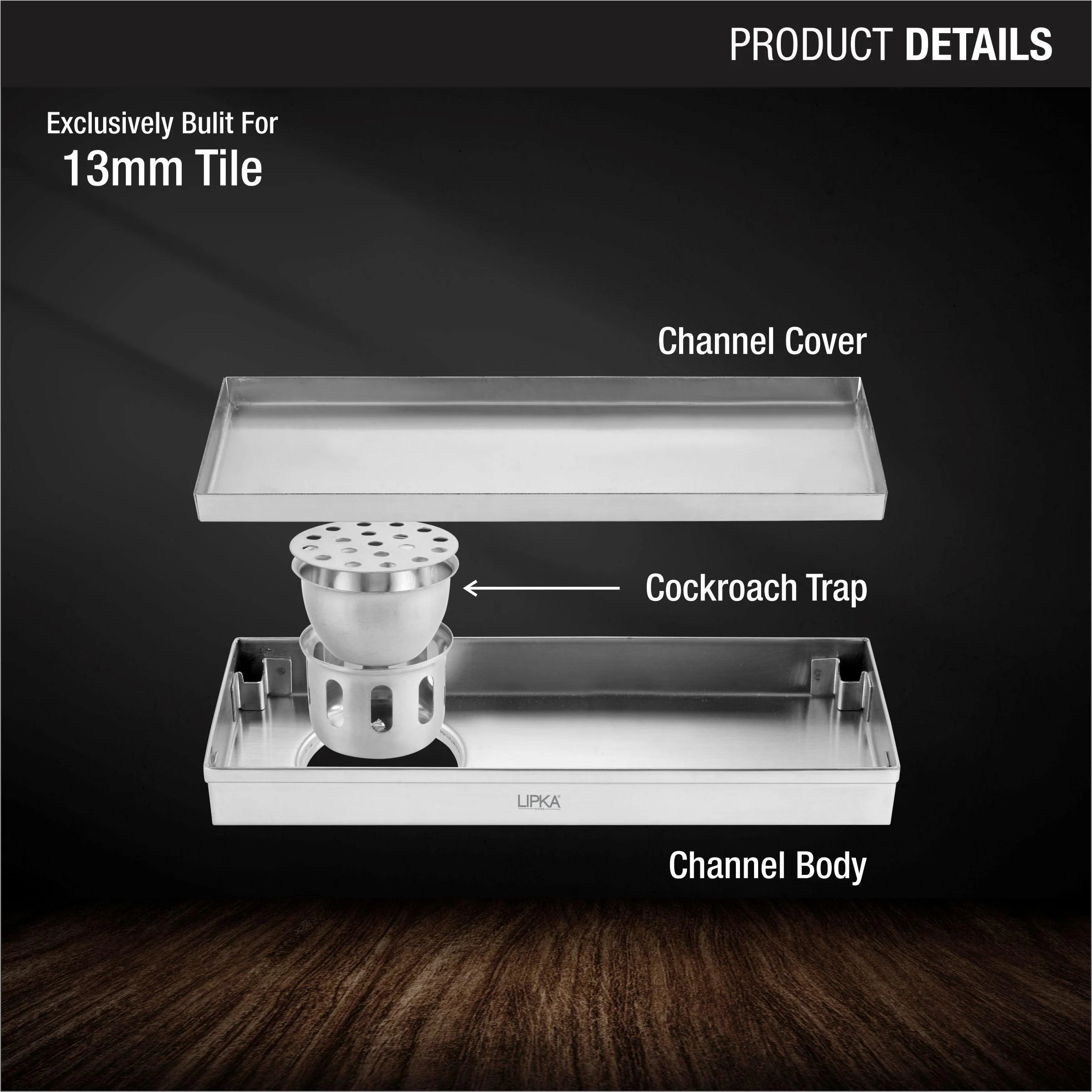 Tile Insert Shower Drain Channel (18 x 4 Inches) - LIPKA - Image 3