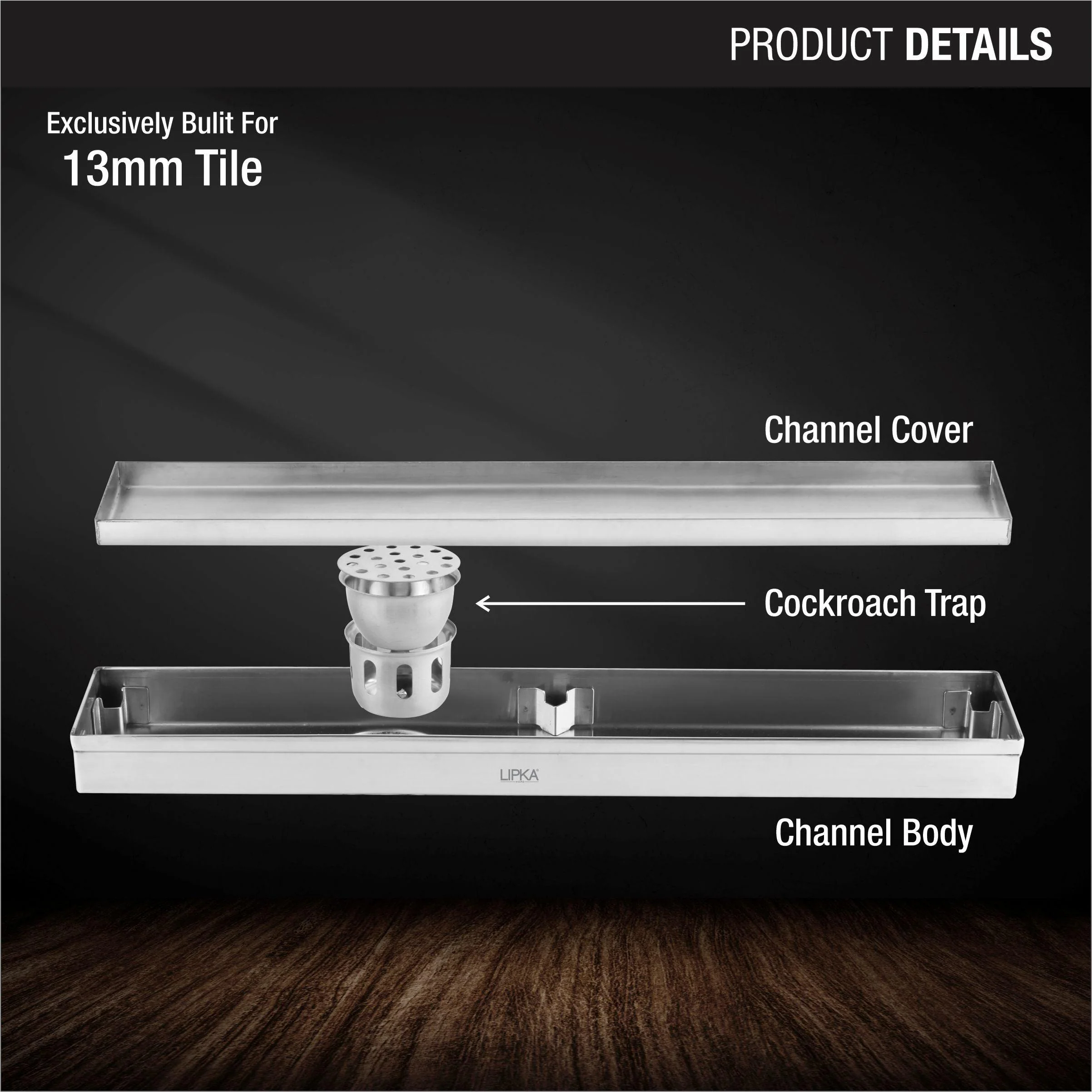 Tile Insert Shower Drain Channel (32 x 3 Inches) - LIPKA - Image 3