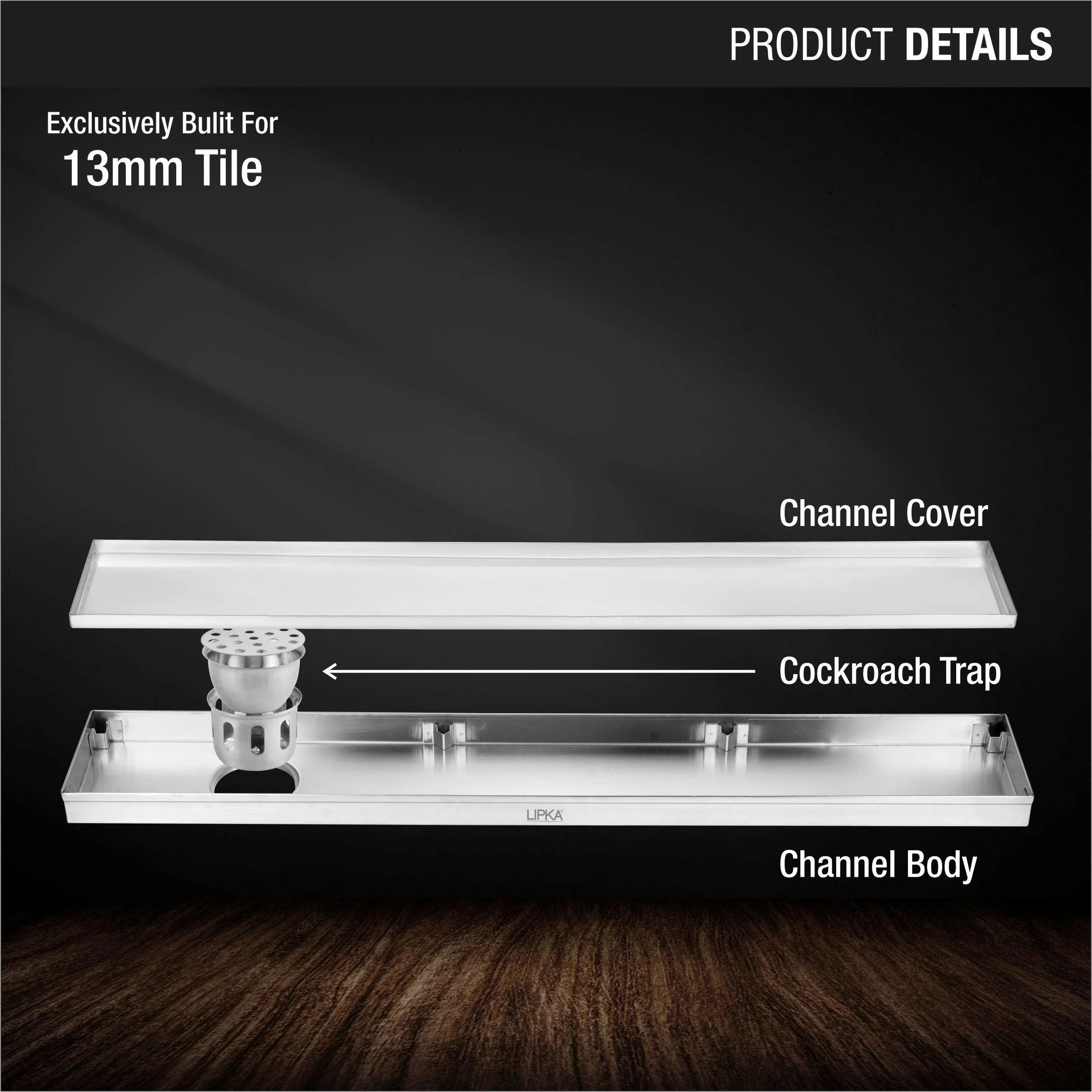 Tile Insert Shower Drain Channel (48 x 4 Inches) - LIPKA - Image 3
