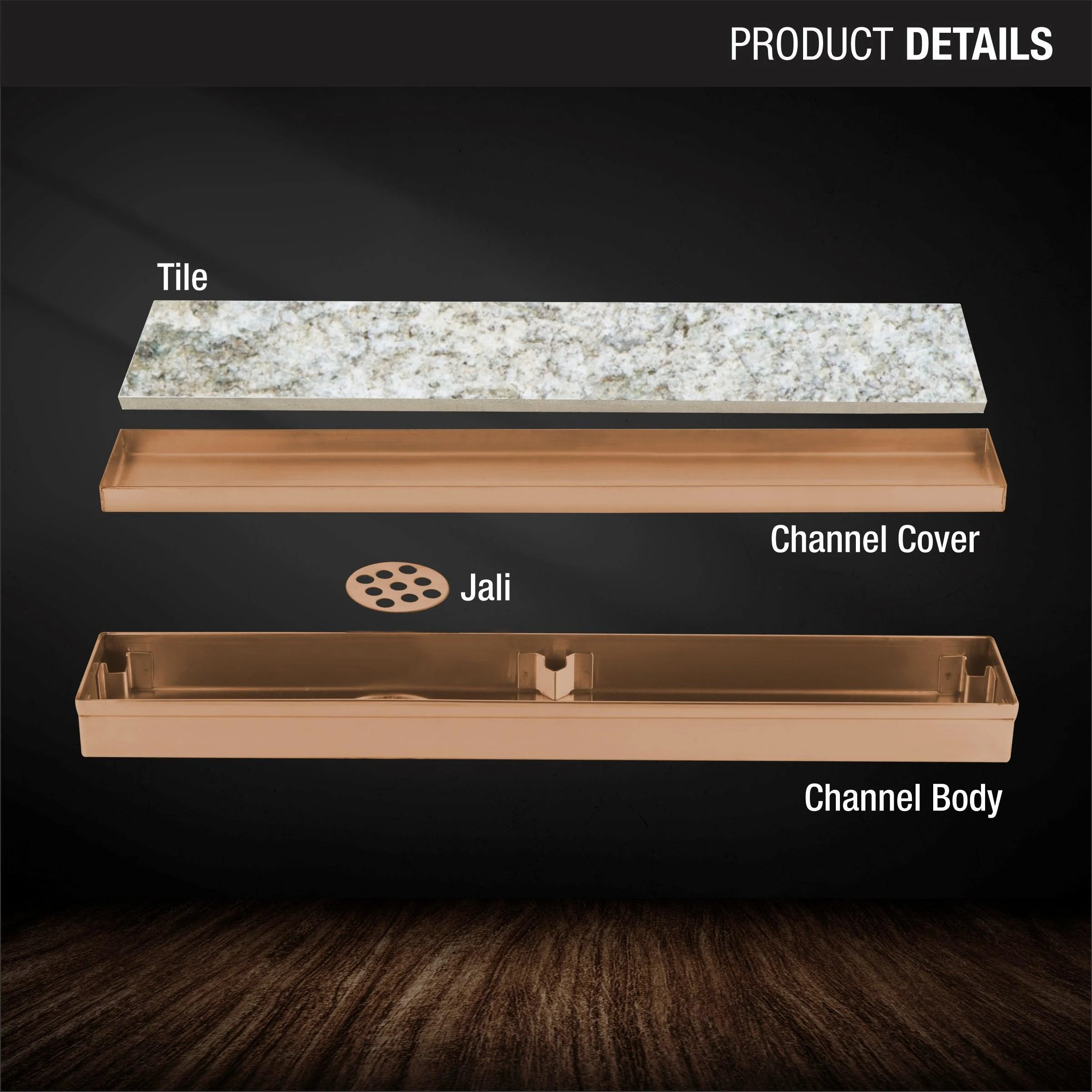 Tile Insert Shower Drain Channel - Antique Copper (12 x 2 Inches) - LIPKA - Image 3