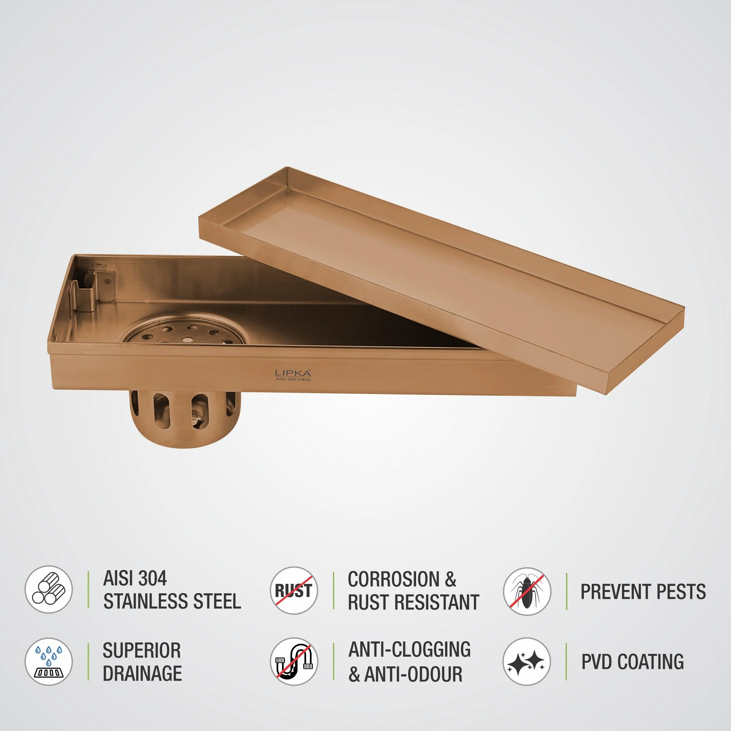 Tile Insert Shower Drain Channel - Antique Copper (12 x 4 Inches) - LIPKA - Image 4