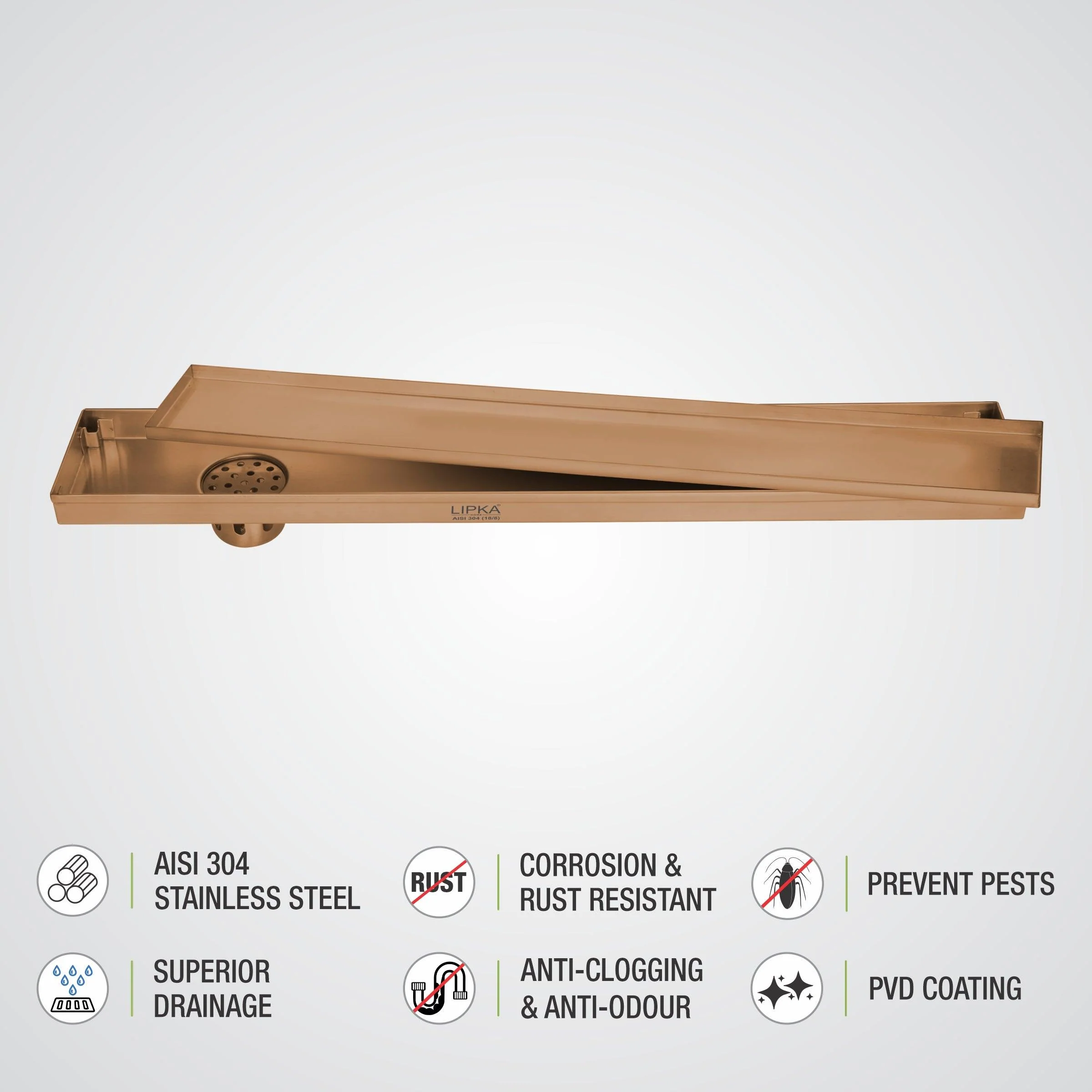 Tile Insert Shower Drain Channel - Antique Copper (36 x 4 Inches) - LIPKA - Image 4