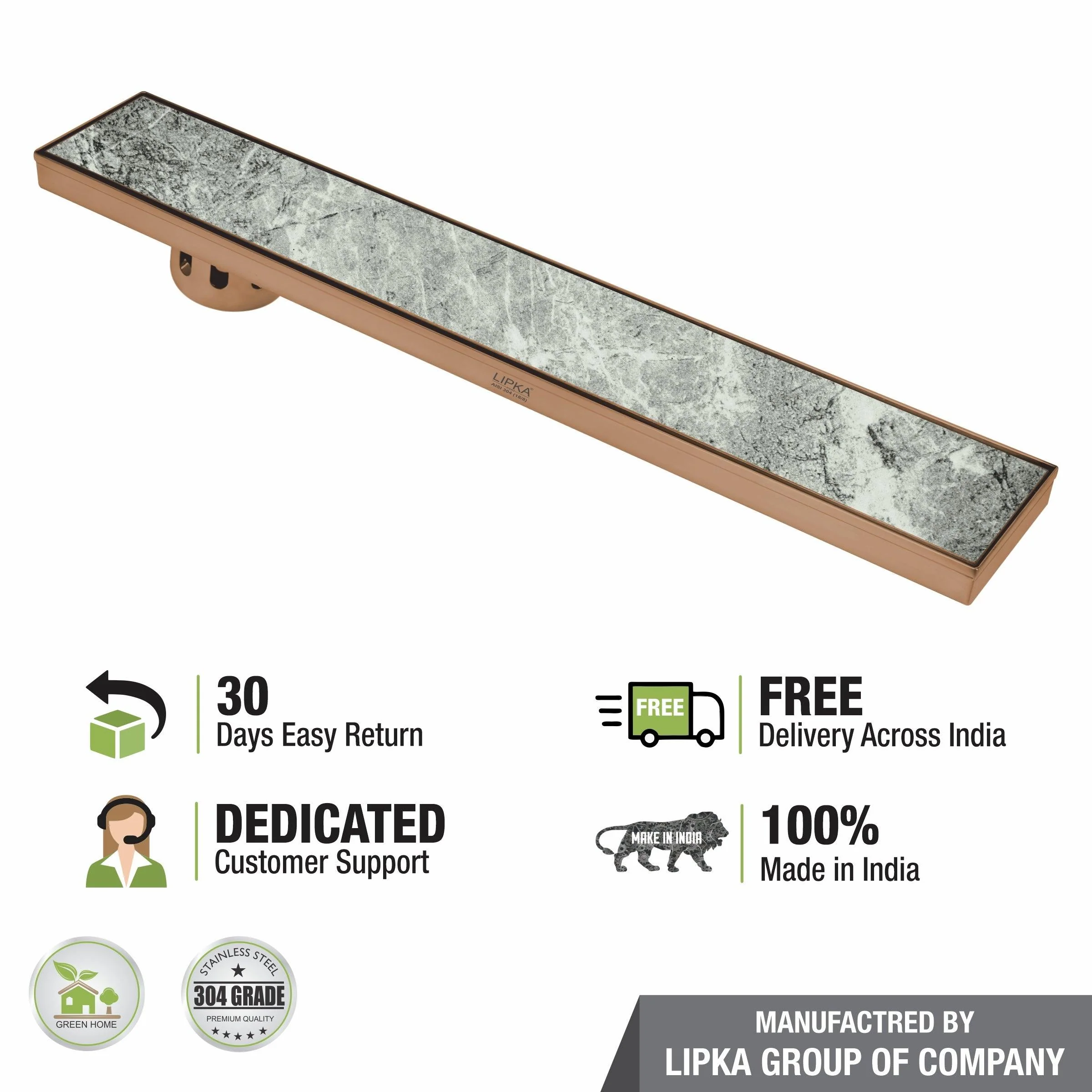 Tile Insert Shower Drain Channel - Antique Copper (40 x 5 Inches) - LIPKA - Image 6