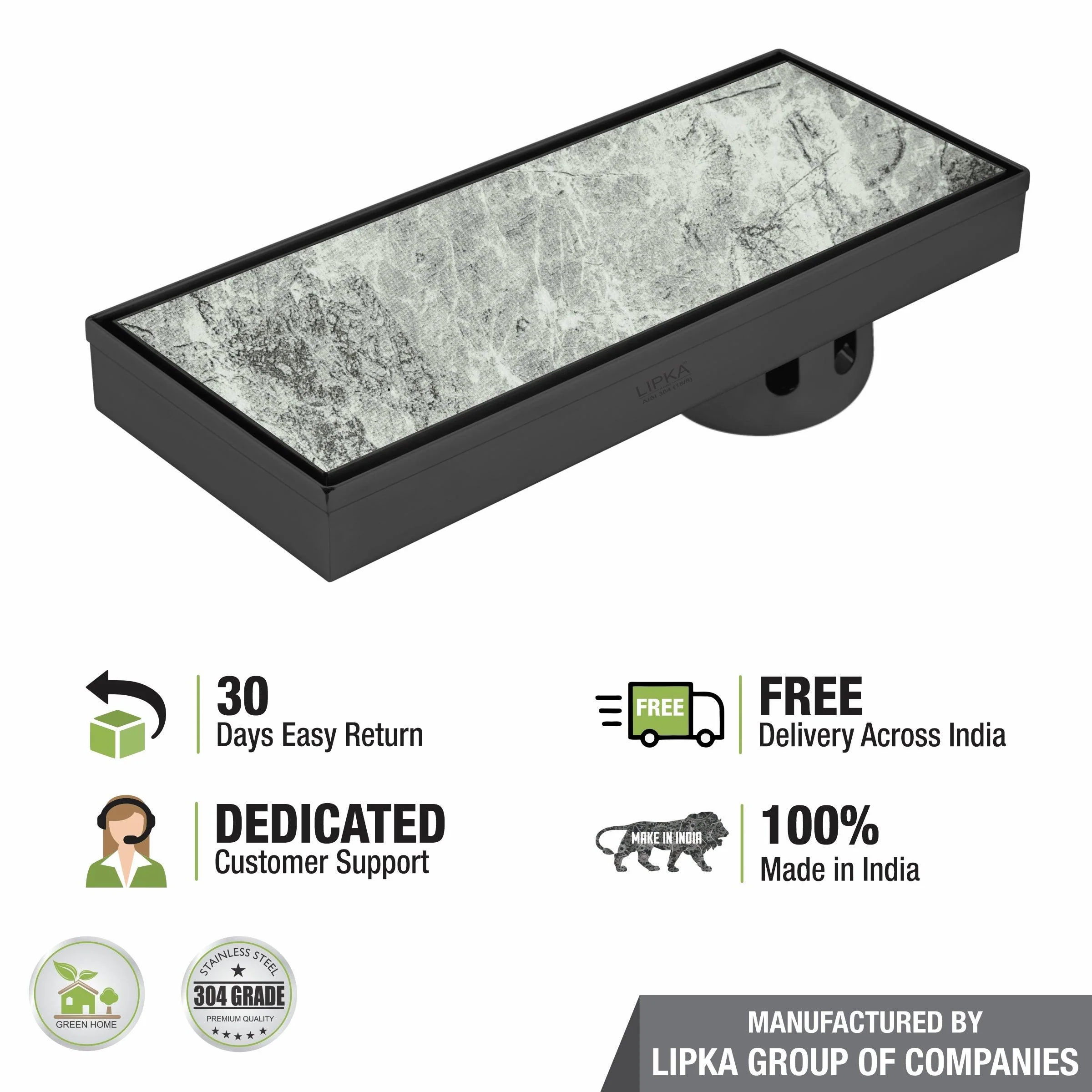 Tile Insert Shower Drain Channel - Black (18 x 5 Inches) - LIPKA - Image 5