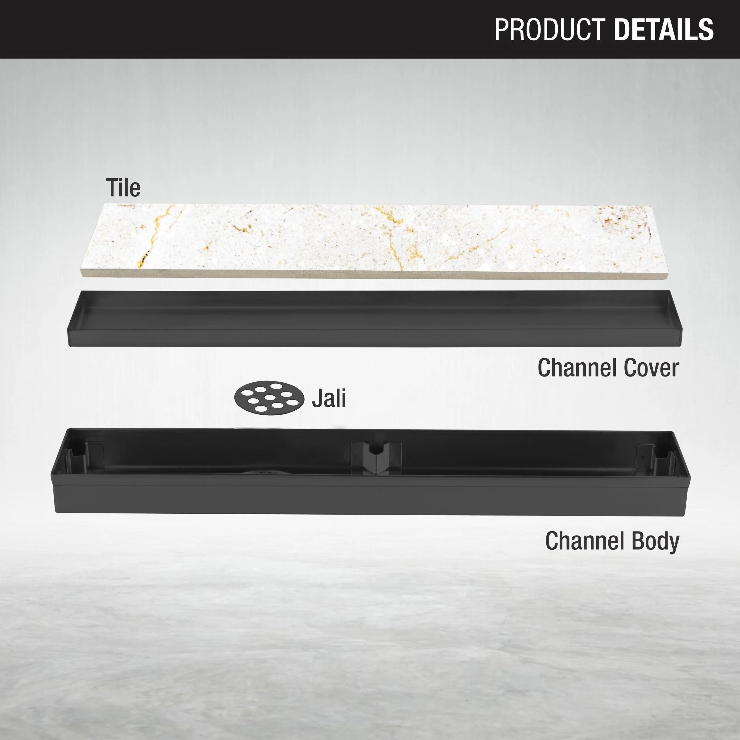 Tile Insert Shower Drain Channel - Black (24 x 2 Inches) - LIPKA - Image 3