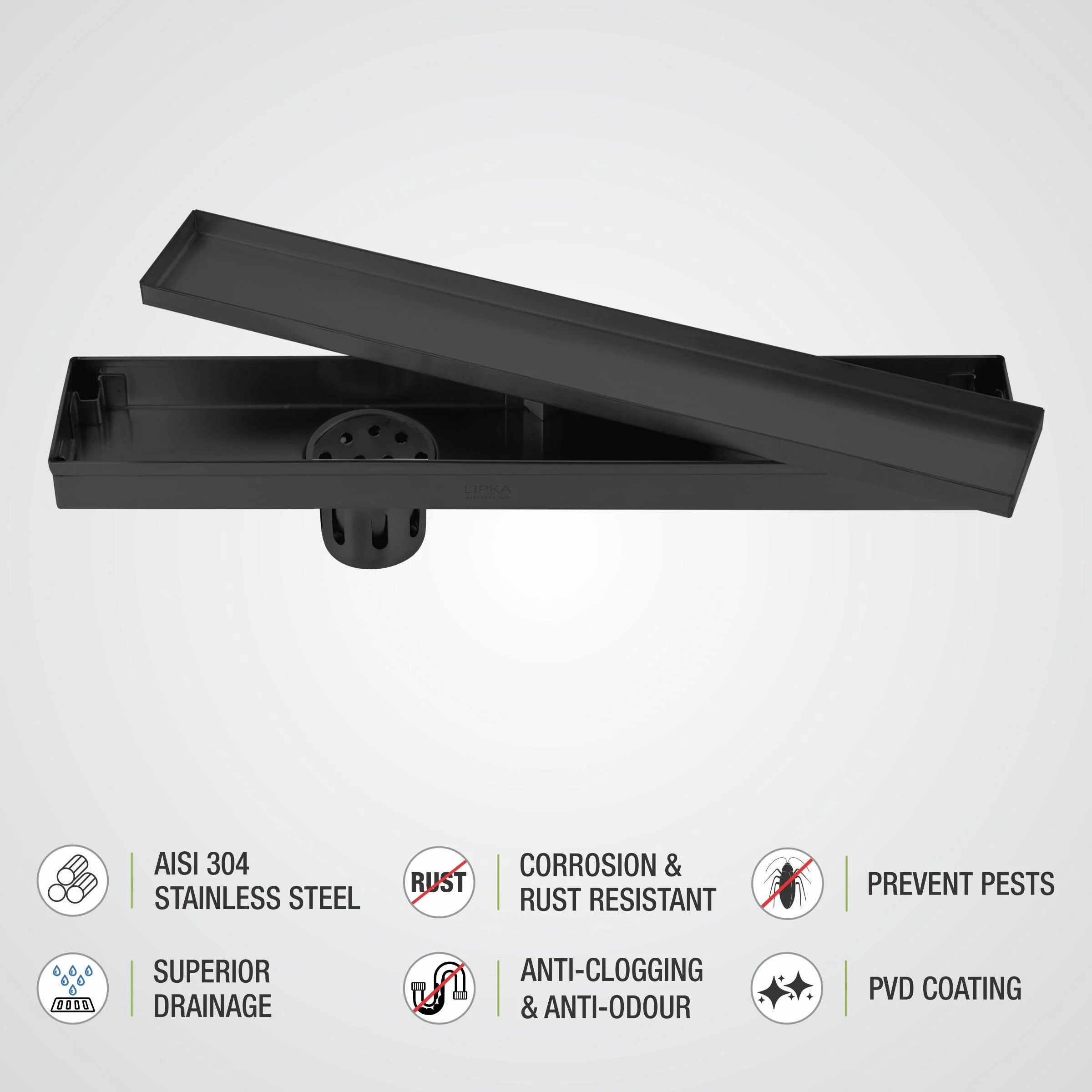 Tile Insert Shower Drain Channel - Black (24 x 3 Inches) - LIPKA - Image 4