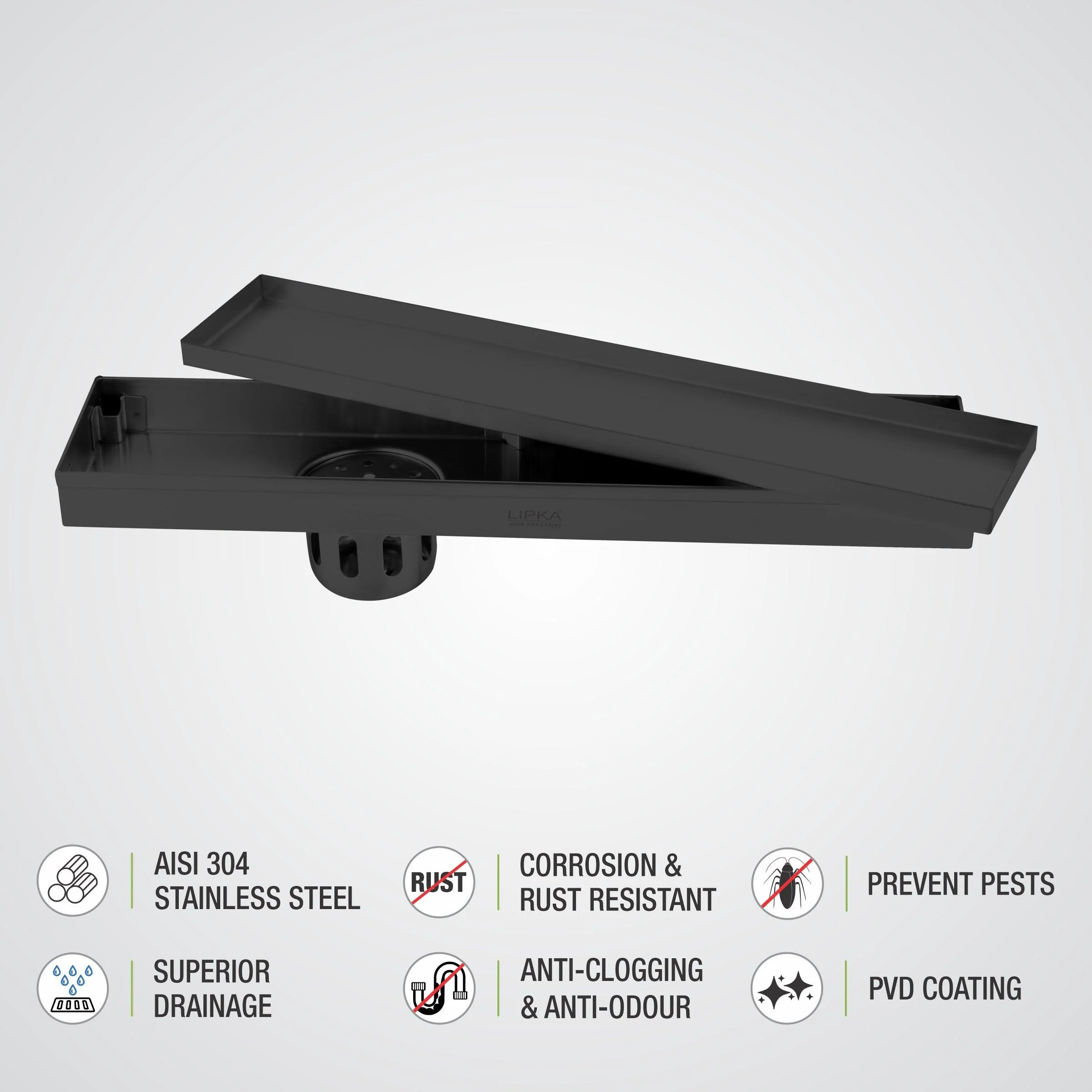 Tile Insert Shower Drain Channel - Black (24 x 4 Inches) - LIPKA - Image 4