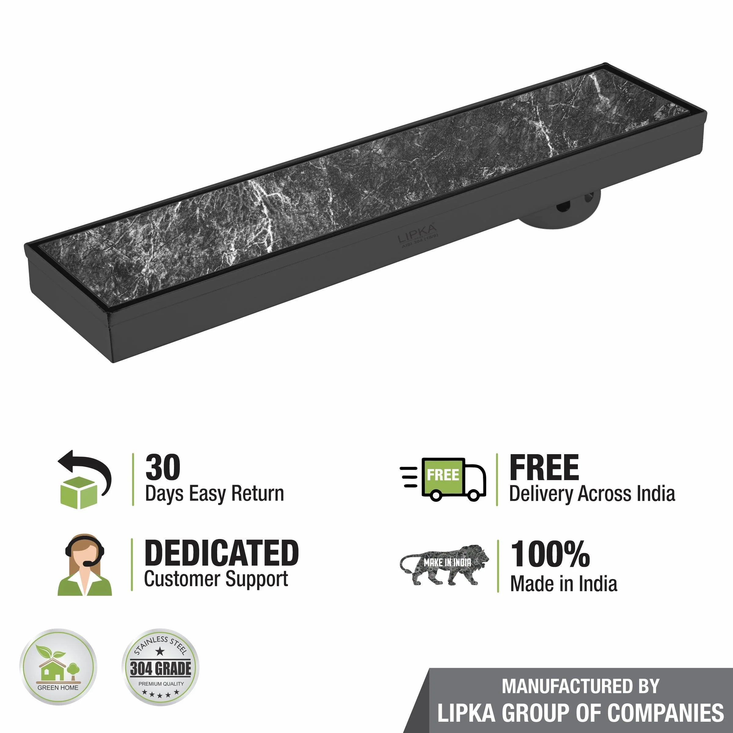 Tile Insert Shower Drain Channel - Black (24 x 4 Inches) - LIPKA - Image 5